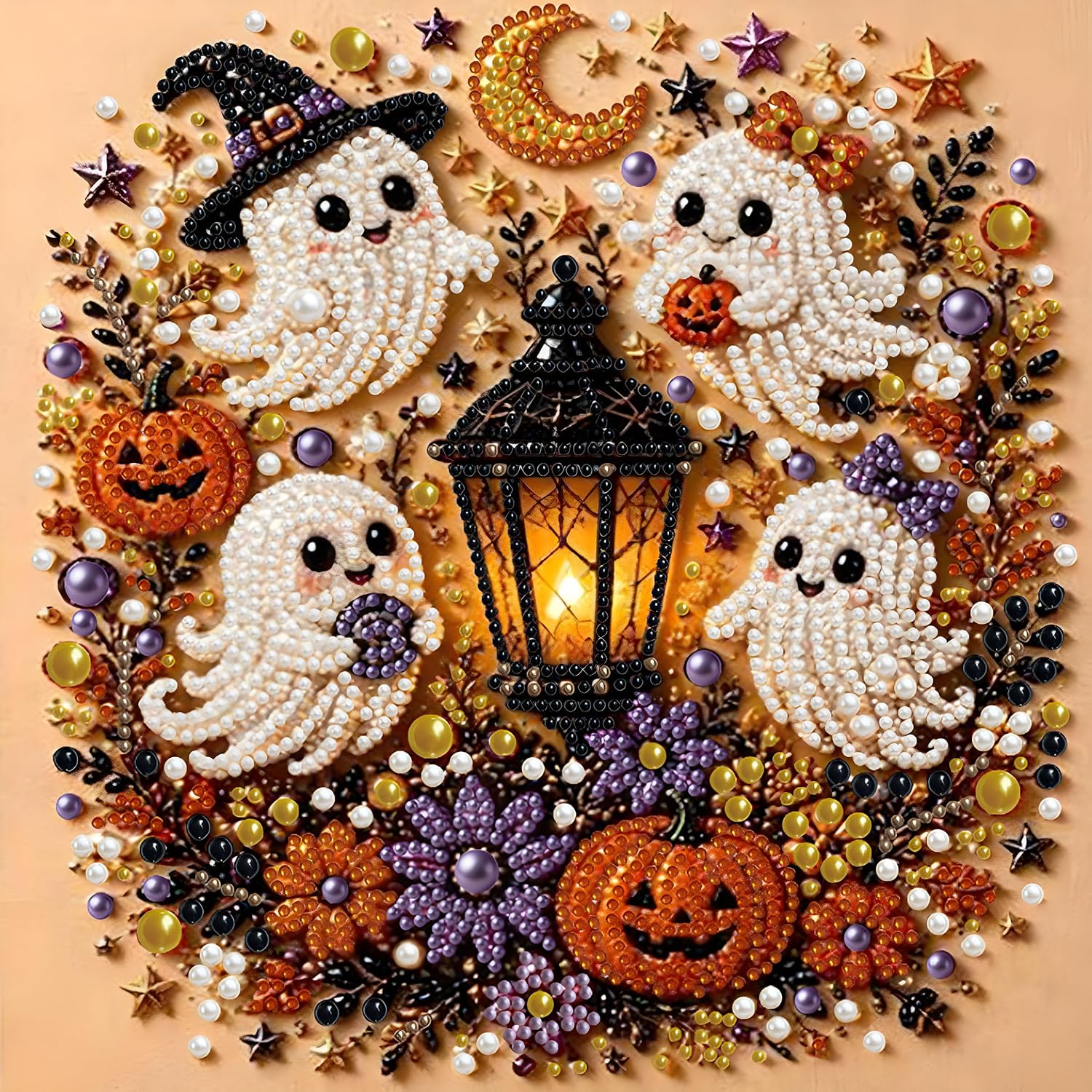 Pearl Diamond Art Kits for Adults,Halloween Ghost Diamond Painting Kit