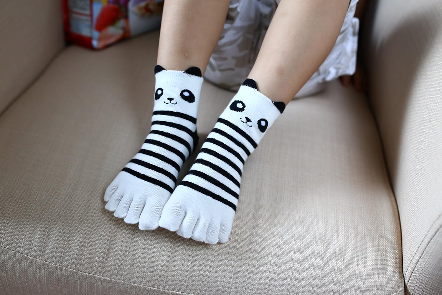 Panda Pattern Cotton Toe Socks Kids-Children 3-12 Years, 5pairs