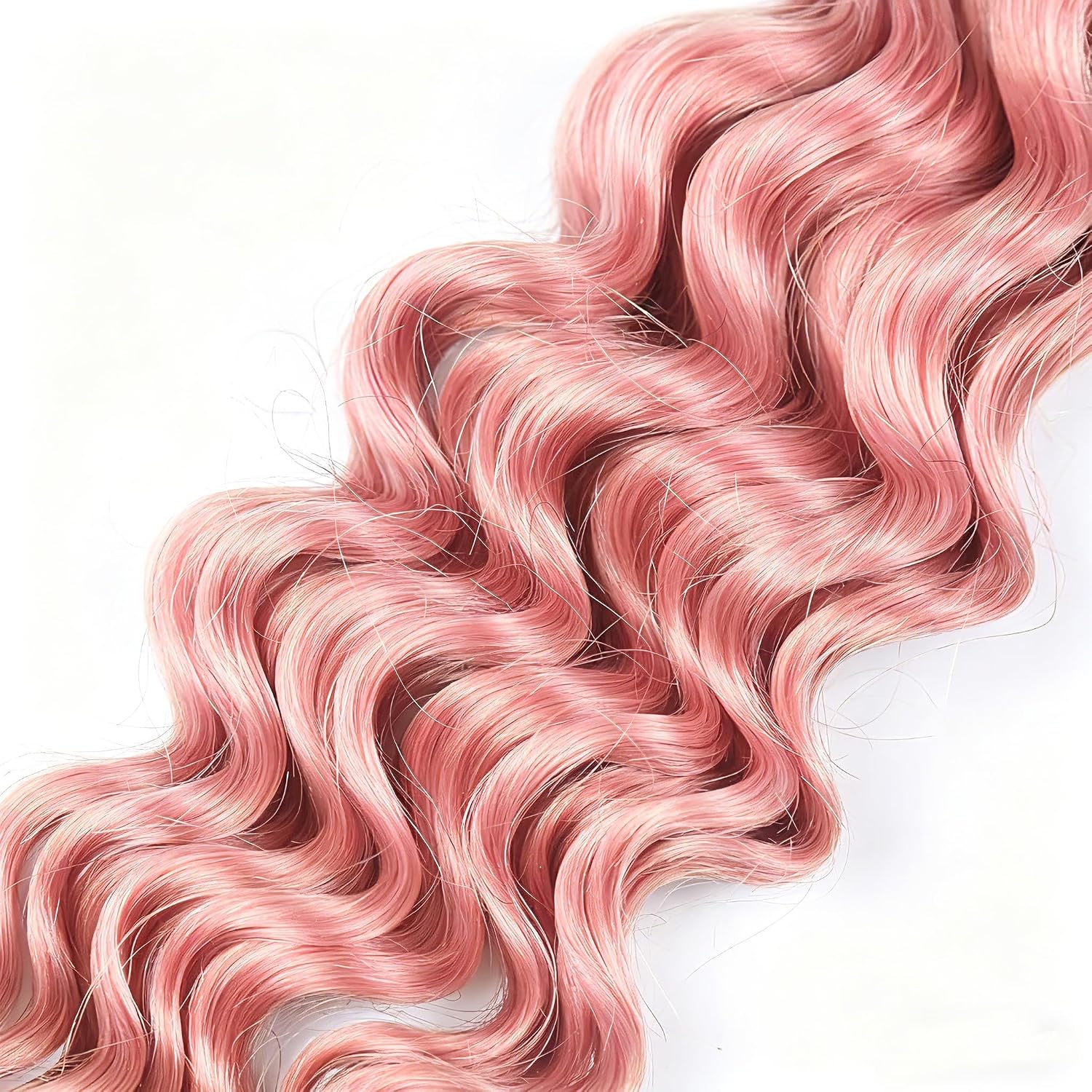 pink Blonde Deep Wave Bulk Human Hair for Boho Braids, 3 Bundles/Pack 150g 24 Inch No Weft 12A Curly for Human Braiding Hair Extensions（24 Inch，pink）
