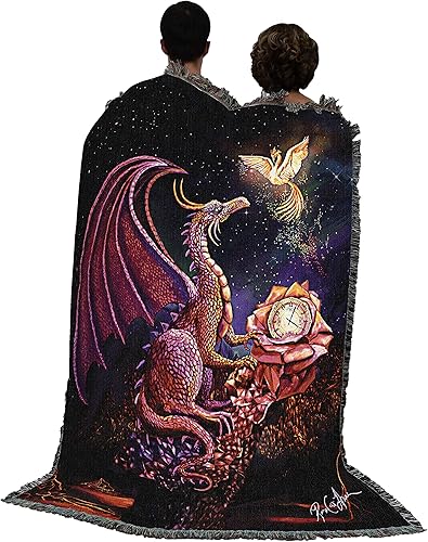 Miniatura 3 de Pure Country Weavers Manta de dragón Scarlet Time de Rose Khan  Tapiz de fantasía de regalo tejido de algodón  Fabricado en los Estados Unidos (72 x