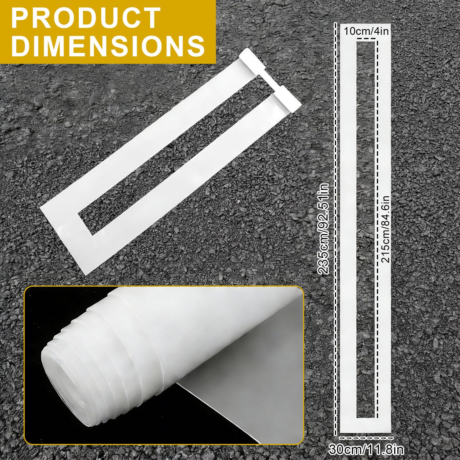 Modèle de place de stationnement, 4 x 88 pouces de lignes de stationnement, Modèle de fil pliable réutilisable, Marquage de place de stationnement de peinture de béton asphalté