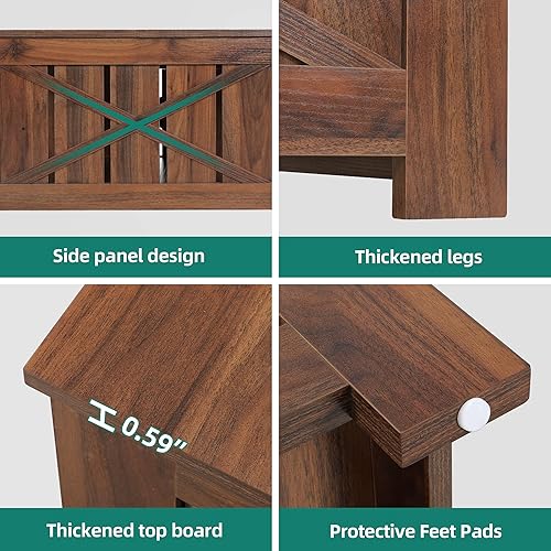 Miniatura 44 de YITAHOME Mesa de centro de granja con almacenamiento, mesa de cóctel de madera rústica, mesas de centro cuadradas para sala de estar, sala de Gris