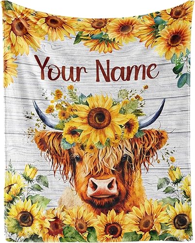 Miniatura 1 de Manta personalizada con nombre para niños, suave, mullida y acogedora, tamaño regazo de 30 x 40 pulgadas, para sofá, oficina, amarilla, bonita manta