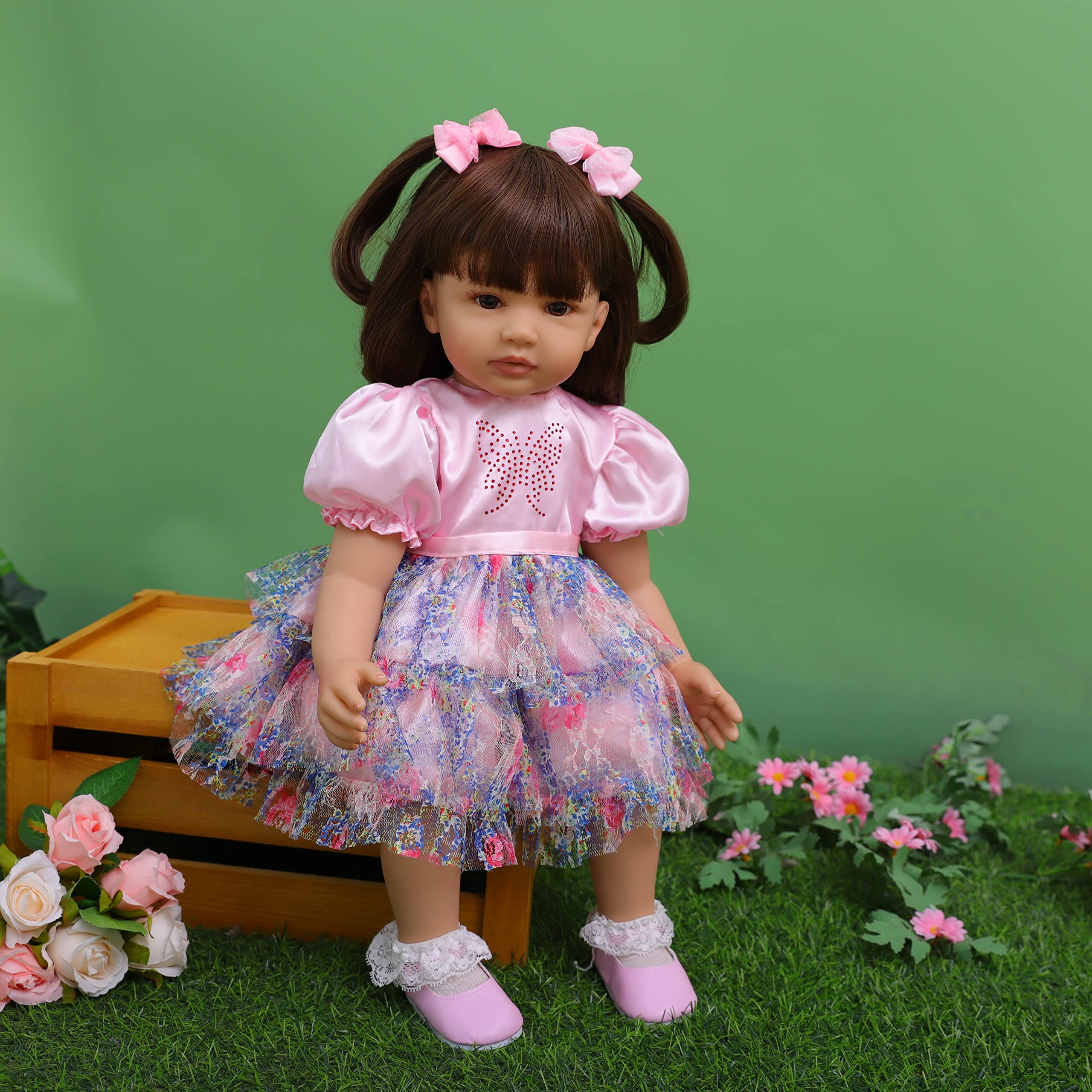 SYP Muñeca Reborn 24 Pulgadas 60cm Vinilo de Silicona Suave Bebé Reborn niña Hecho a Mano Recién Nacido