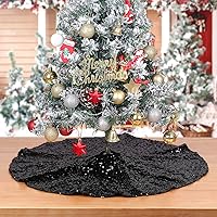 Vista 15 de Falda de árbol plateada de 24 pulgadas, minifaldas redondas para árbol de Navidad con lentejuelas, decoraciones festivas de Navidad, faldas pequeñas