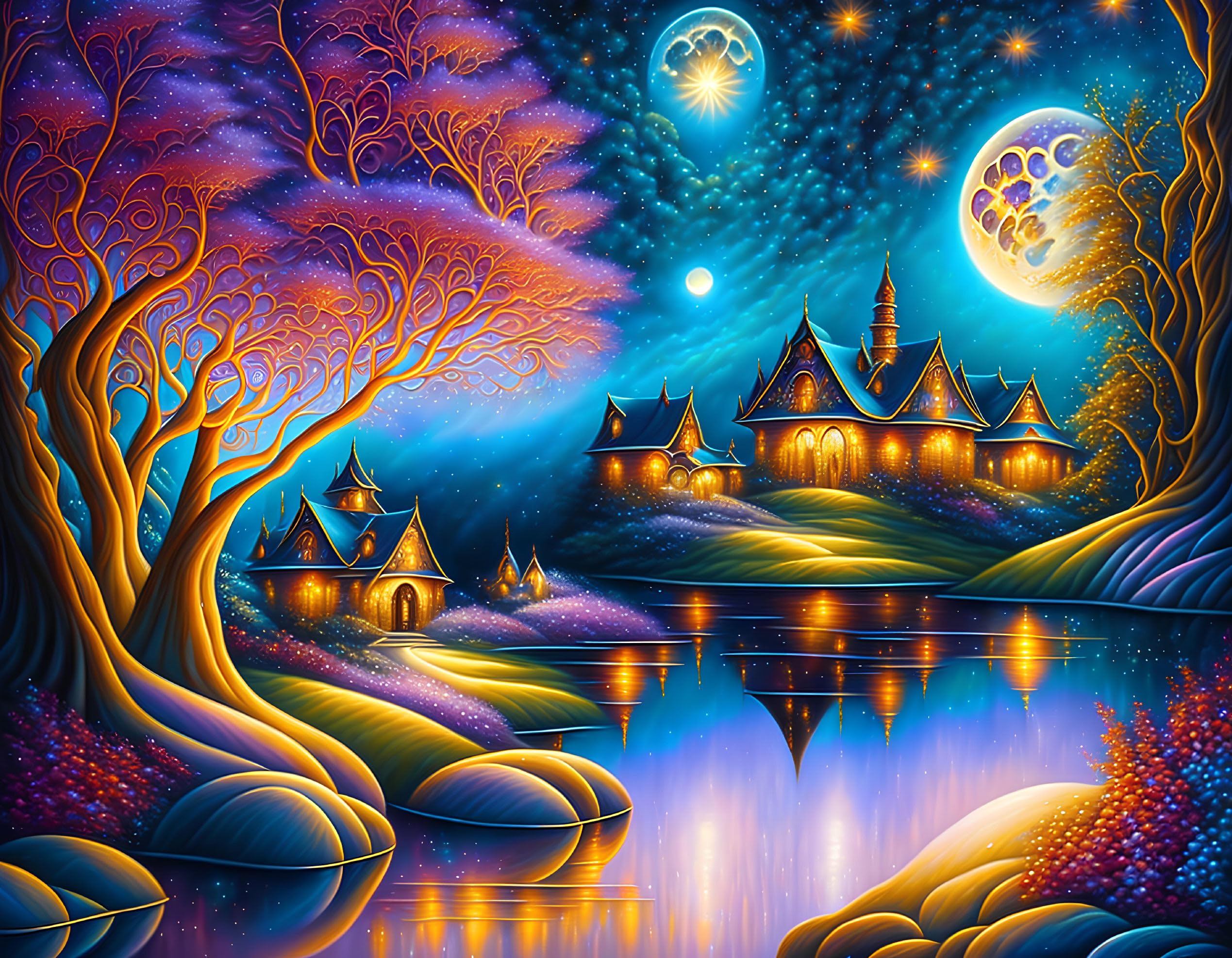 Peinture au clair de lune Meechi toile murale pour habiller mur vide - 4
