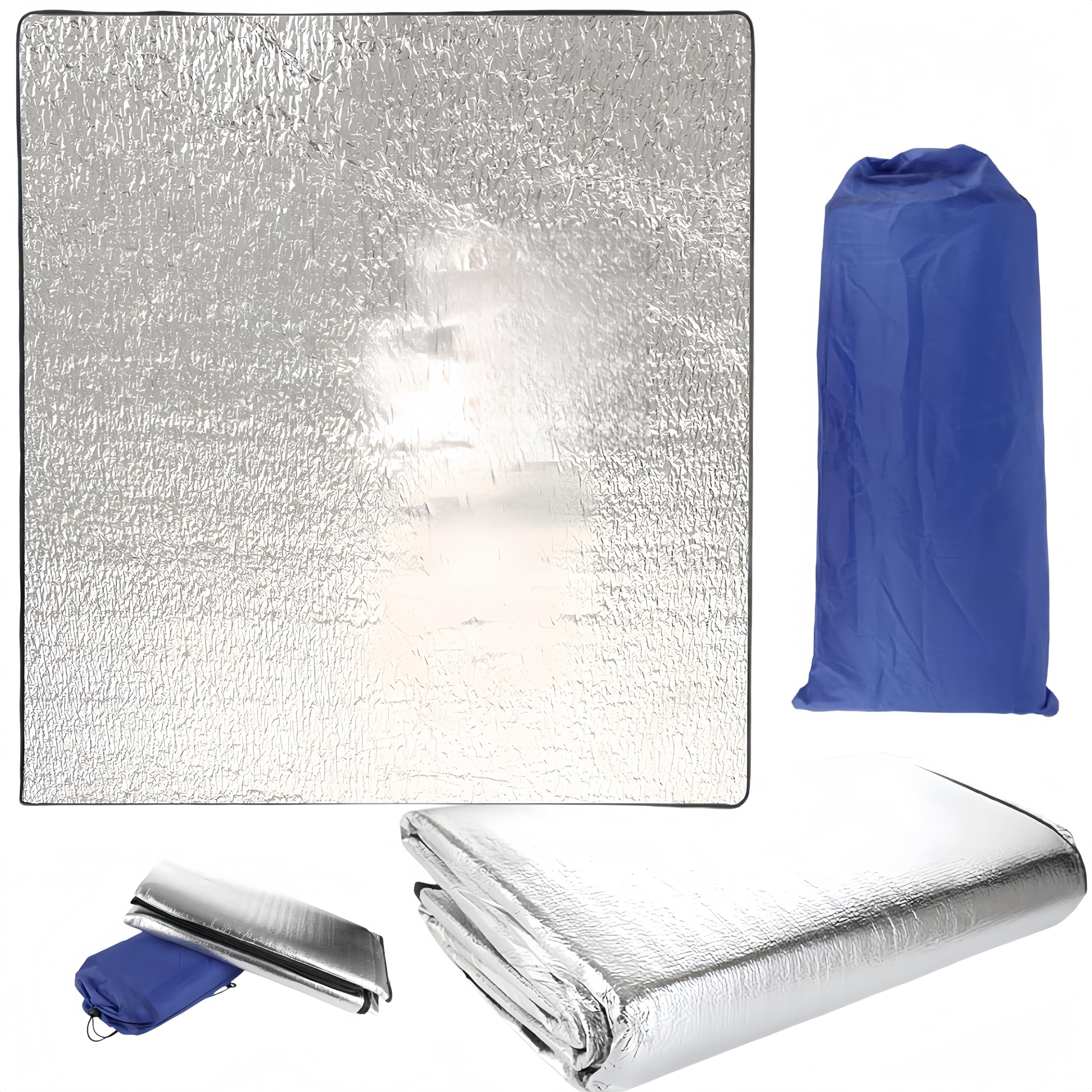 200 × 200 Tappetino da campeggio in foglio di alluminio ultraleggero pieghevole per tenda da campeggio per dormire, isolante termico, coperta isolante ultraleggera, pieghevole