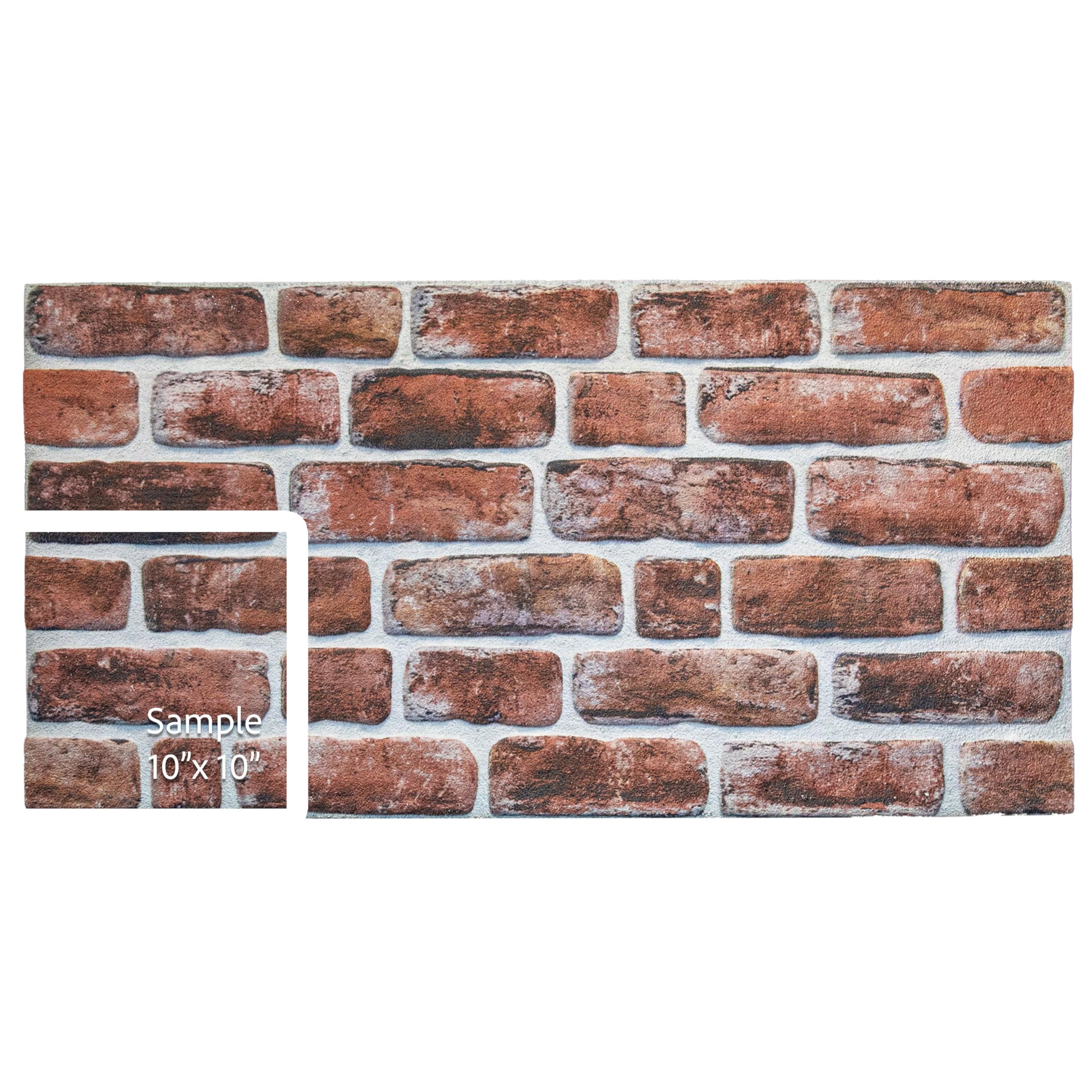 Dundee Deco 3D Wall Panels Faux Brick - Cladding, Mahogany Stone Look Wall Paneling, Styrofoam Facing for Living Room, Kitchen, Bathroom, Balcony, Bedroom, Sample, Size 10 x 10 in.