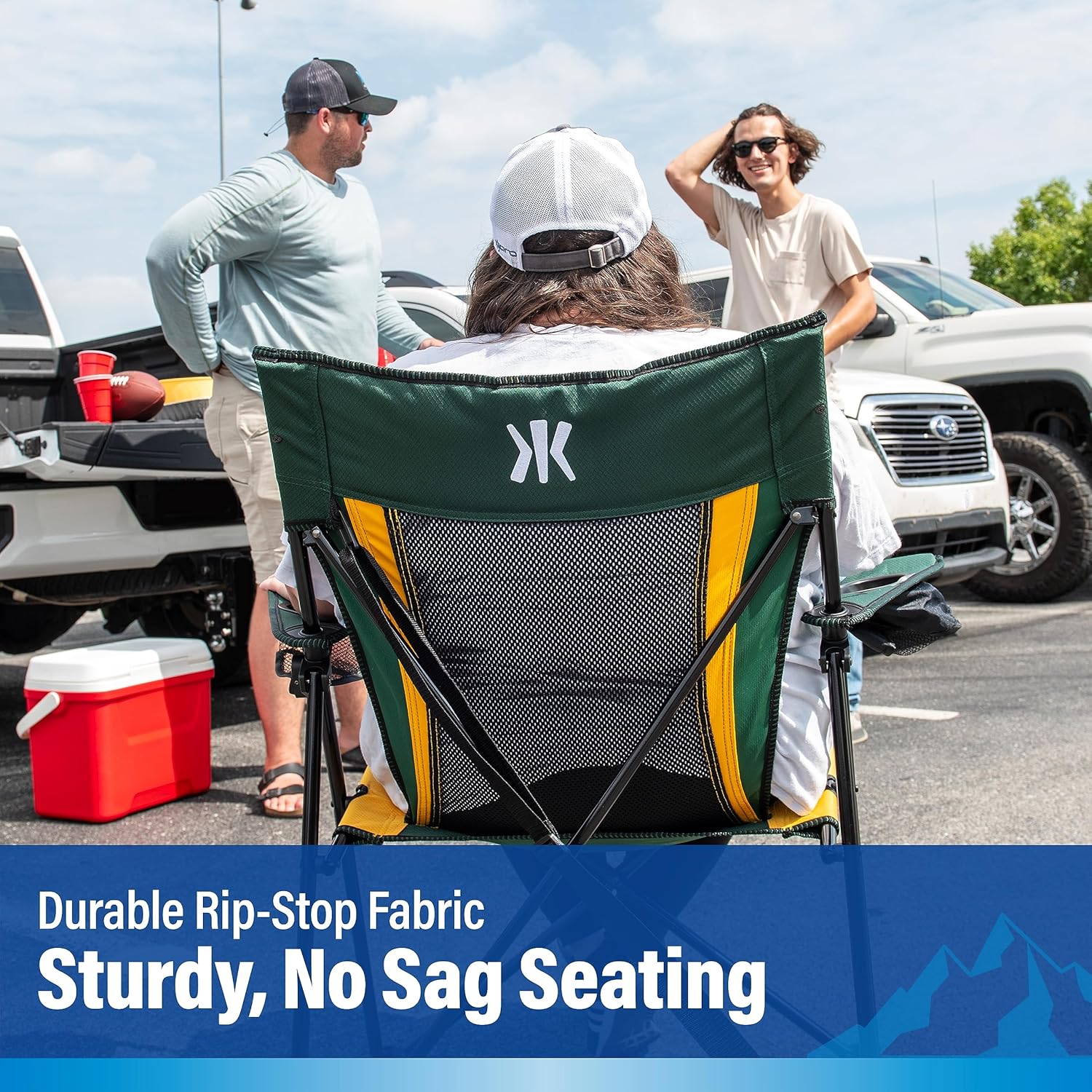 Kijaro Sports Fan Folding Chair, 26" L x 35.5" W x 37" H, Green Bay Packers