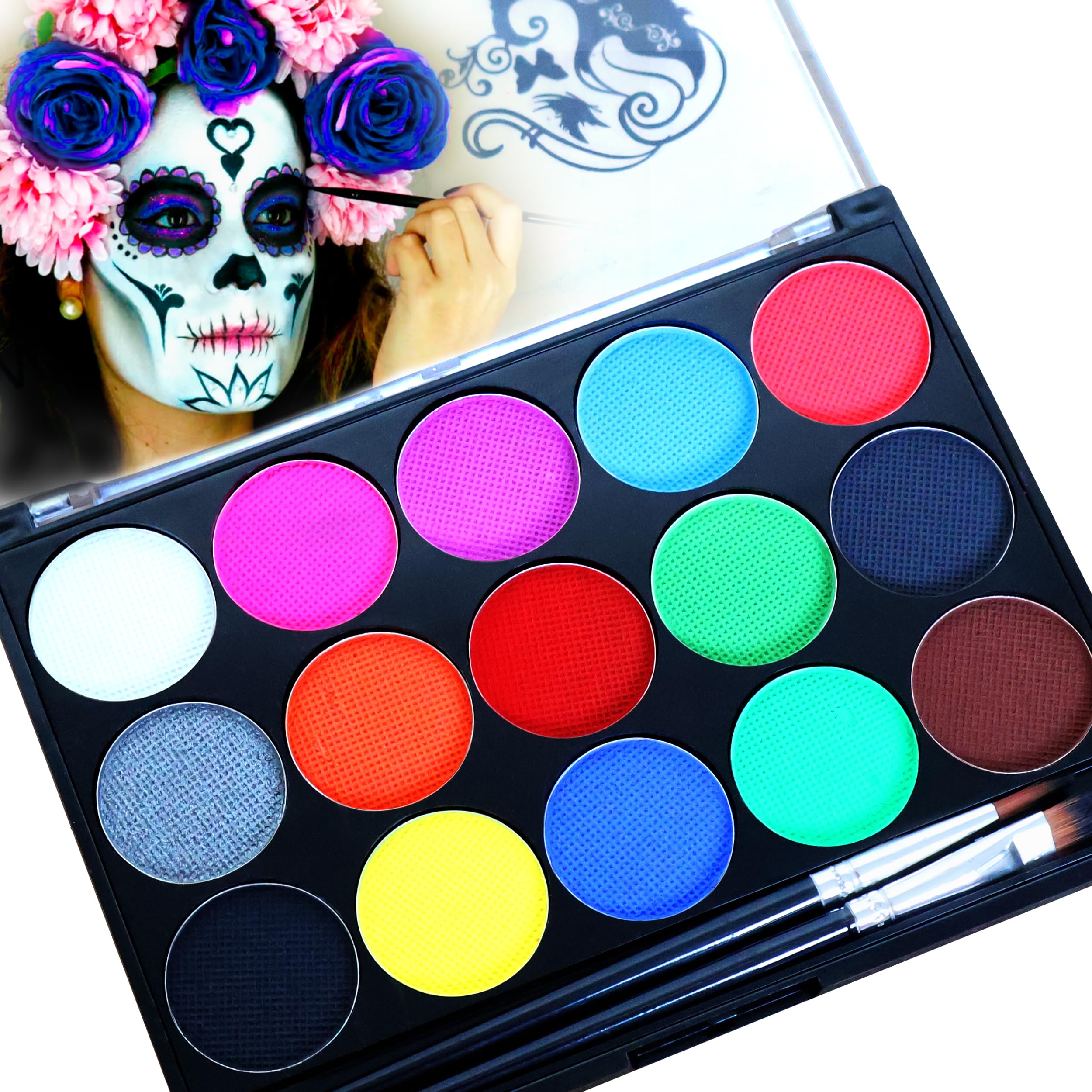 15 Colors Halloween Face Body Painting Kit, Washable and Quick Drying