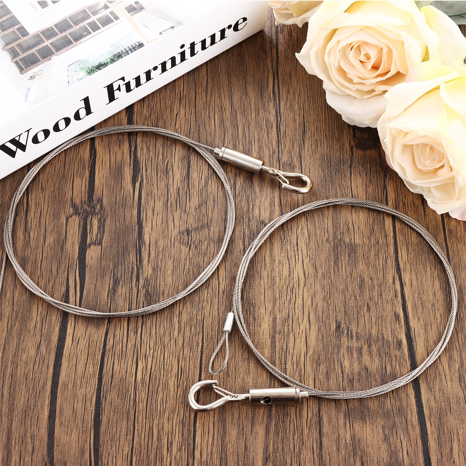 WOPPLXY 15 PCS Picture Hanging Wire Rope, 1.5M x 1.5MM Stainless Steel Picture Rail Hooks and Wire - Image 3
