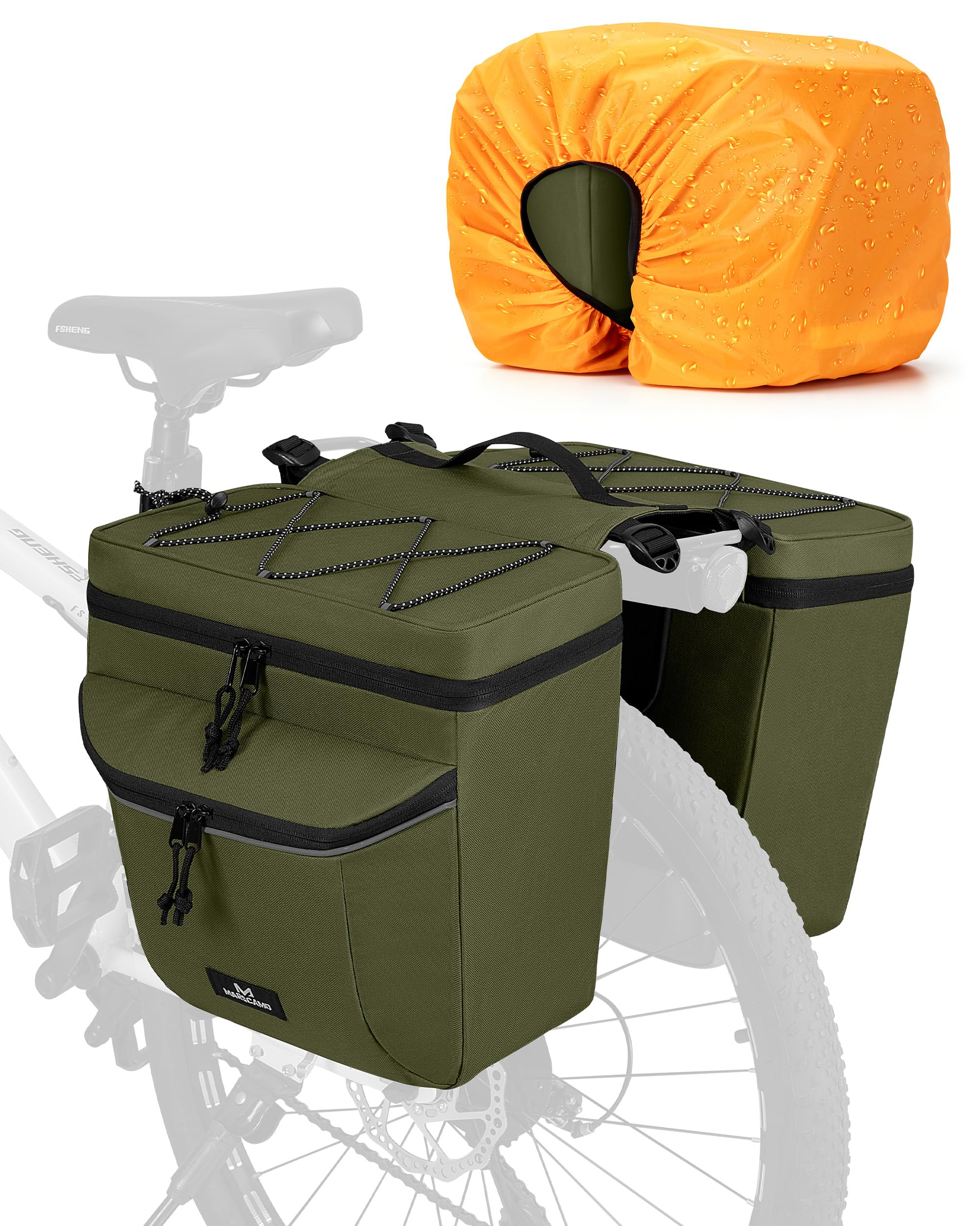 Marscamd Bike Panniers Bag with a Rain Cover, 35L Rear Rack Saddle Bag