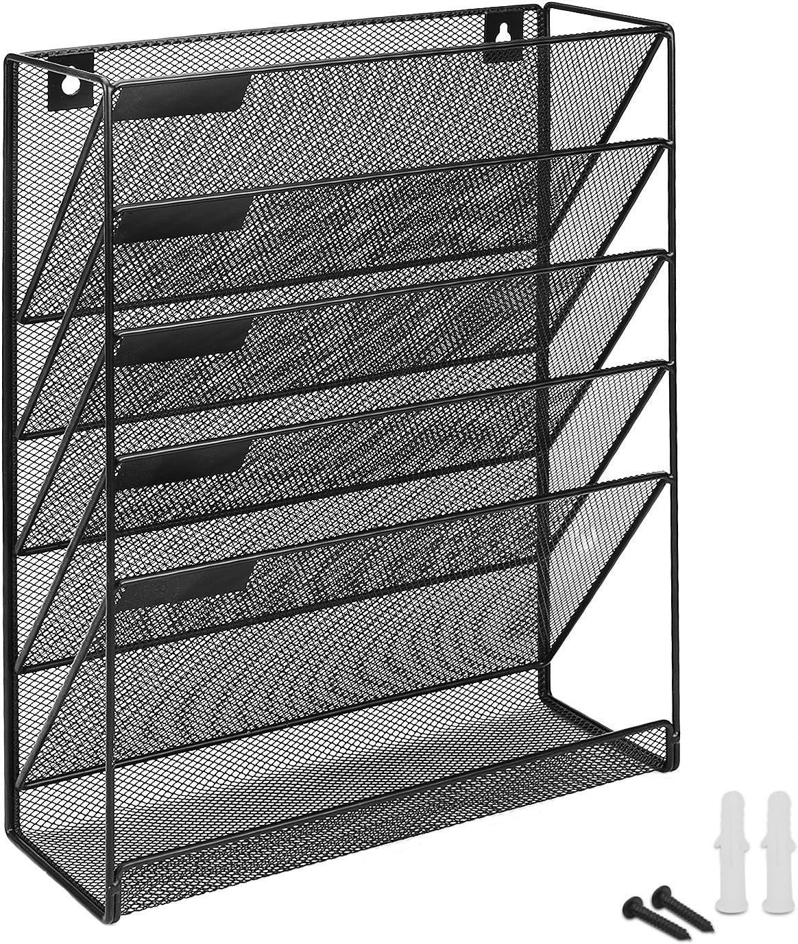 Flexzion Wall Mount Magazine Rack Metal Mesh Hanging Newspaper Holder