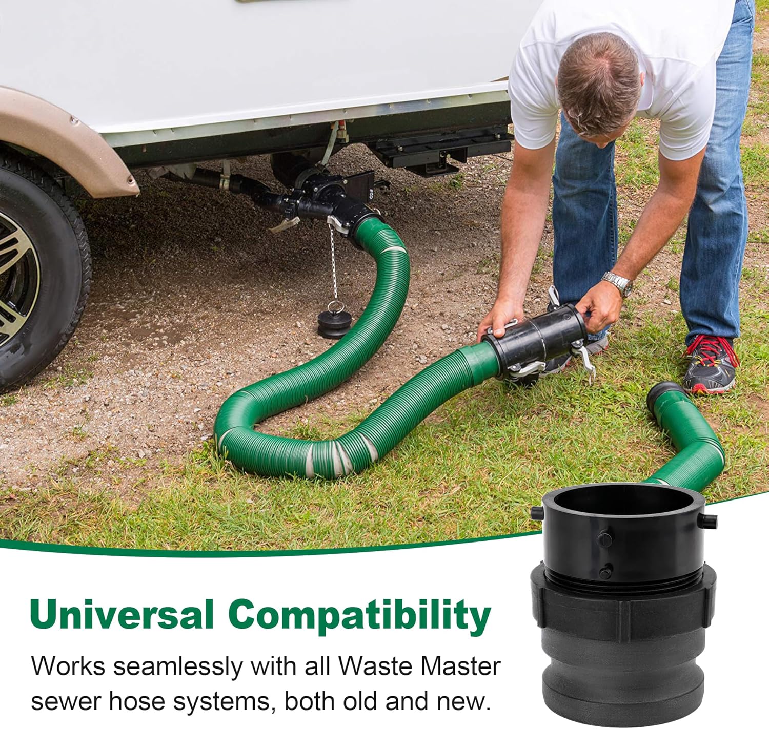 360785 Waste Master RV Sewer Hose Male Bayonet Fitting Converter Black