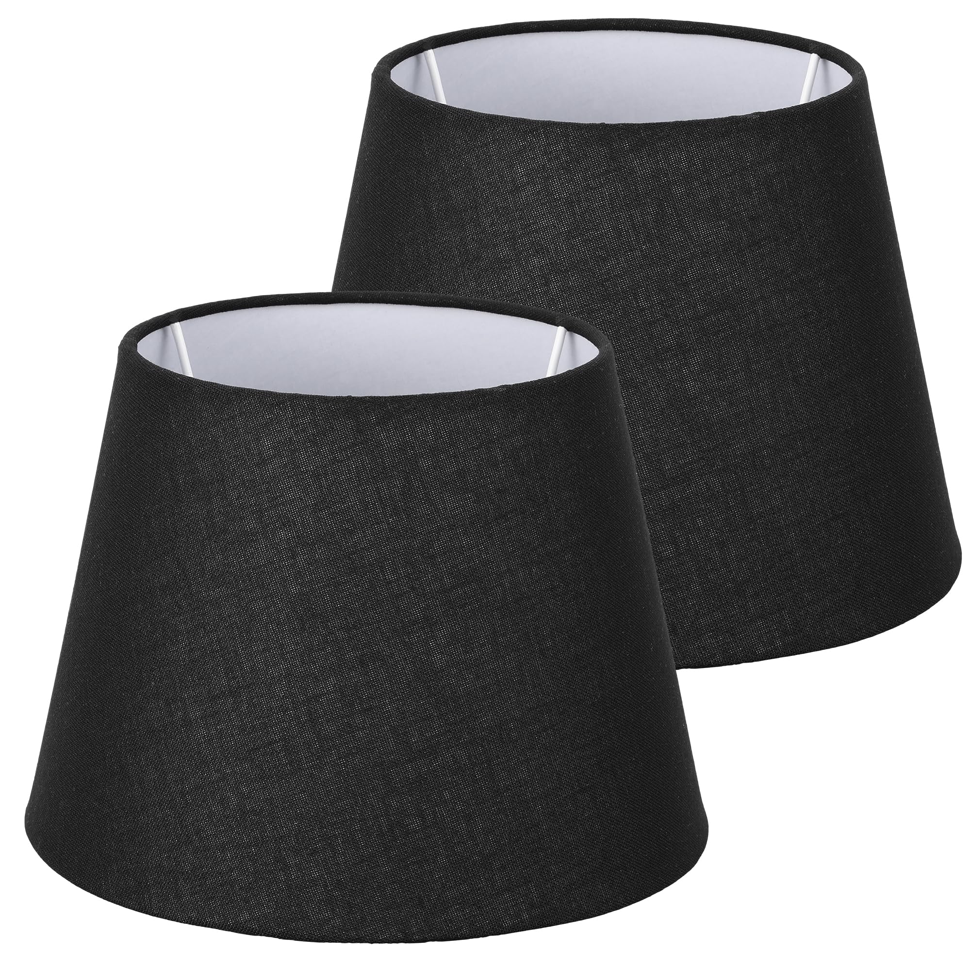 Navaris Black Linen/White Foil Lampshade For Table Lamps, Set Of 2 - E27 Compatible Lampshades - Inlay For A Warm Glow - Lamp Shades Only Ideal For Small Bases - Lamp Shade Kit