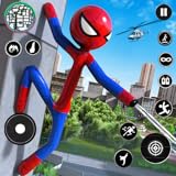 Stickman War Hero City Flying Rope Spider Game