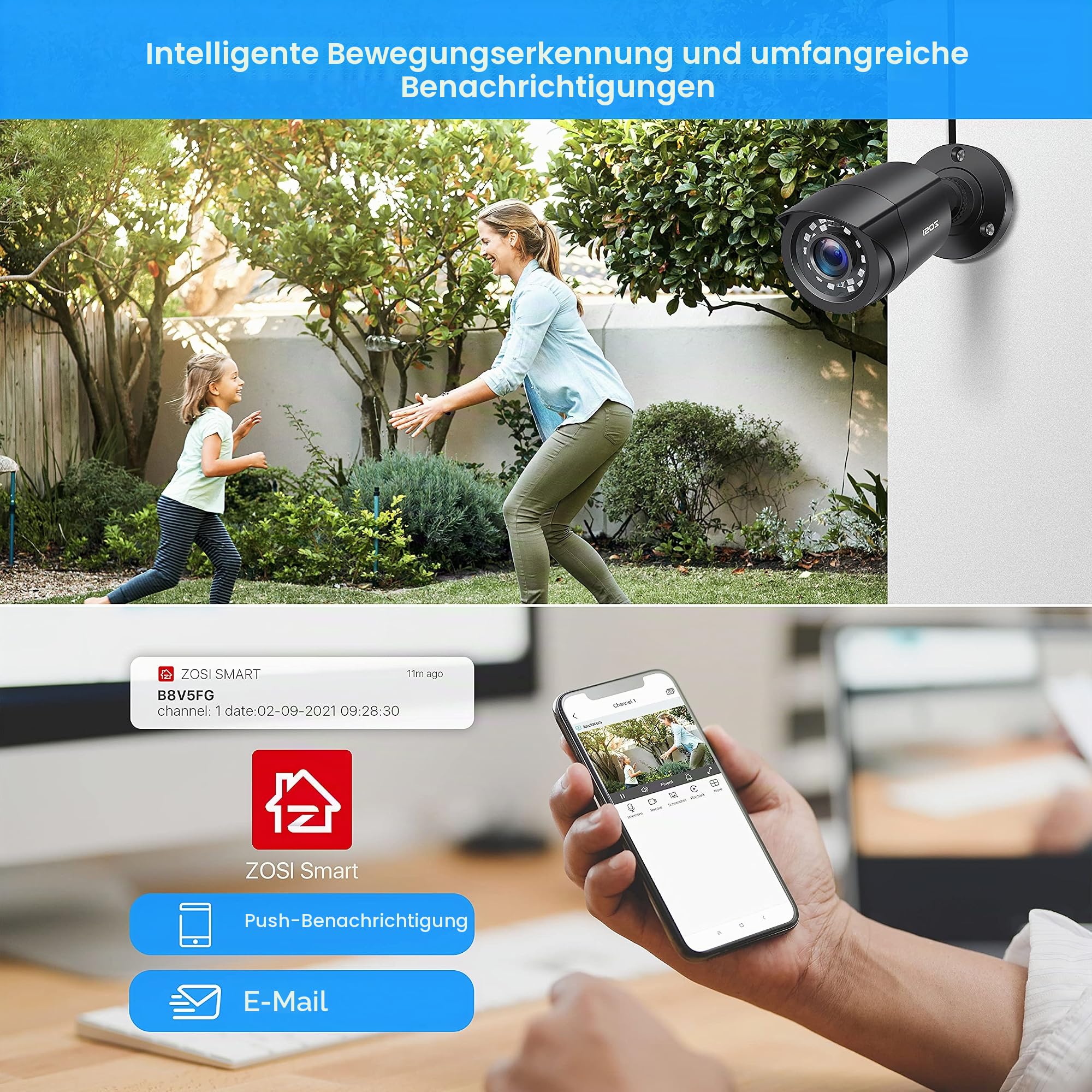 ZOSI 4 Stück 2MP 1080P Outdoor Video Überwachungskamera Set mit Netzteil und Videokabel, 1080P TVI HD BNC Ausgang, Für Ihnen und Außen, Zusatzkamera Set für CCTV DVR System | Objektiv 3,6 mm, Blickwinkel 90 °, Nachtsicht, 24 m, wasserdicht, IP66, für Vide