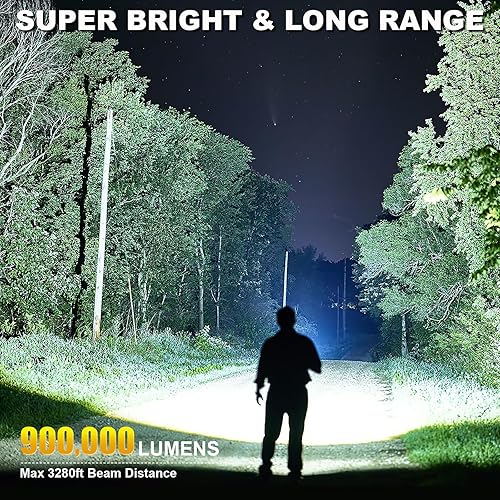 Miniatura 2 de Linternas recargables de alto lúmenes, 900000 lúmenes, linterna súper brillante, paquete de 2 luces LED de alta potencia, 5 modos12 horas de tiempo