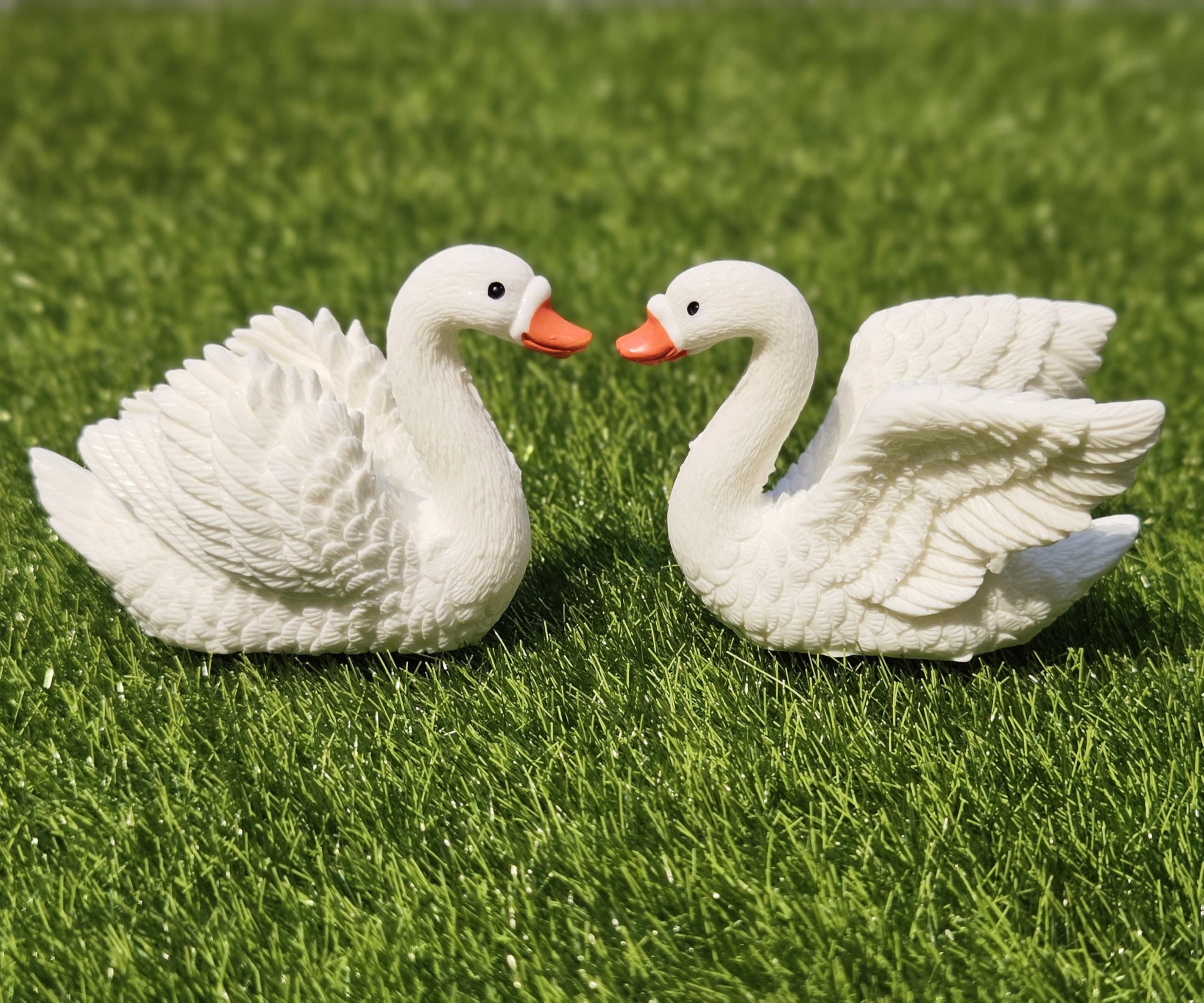 ARUNA DECOR Decorative White Swan Miniature Figurines Miniature Garden Decor Fairy Garden Set of 2 (White Swan)-picture-11