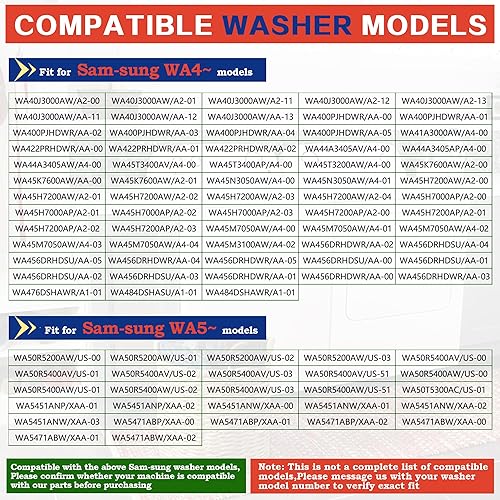 Miniatura 4 de WA45M7050AWA4 WA456DRHDWRAA WA50R5200AWUS WA50R5400AVUS WA456DRHDSUAA Barras de suspensión para lavadora, 25.6 pulgadas aptas para lavadora Sam-sung