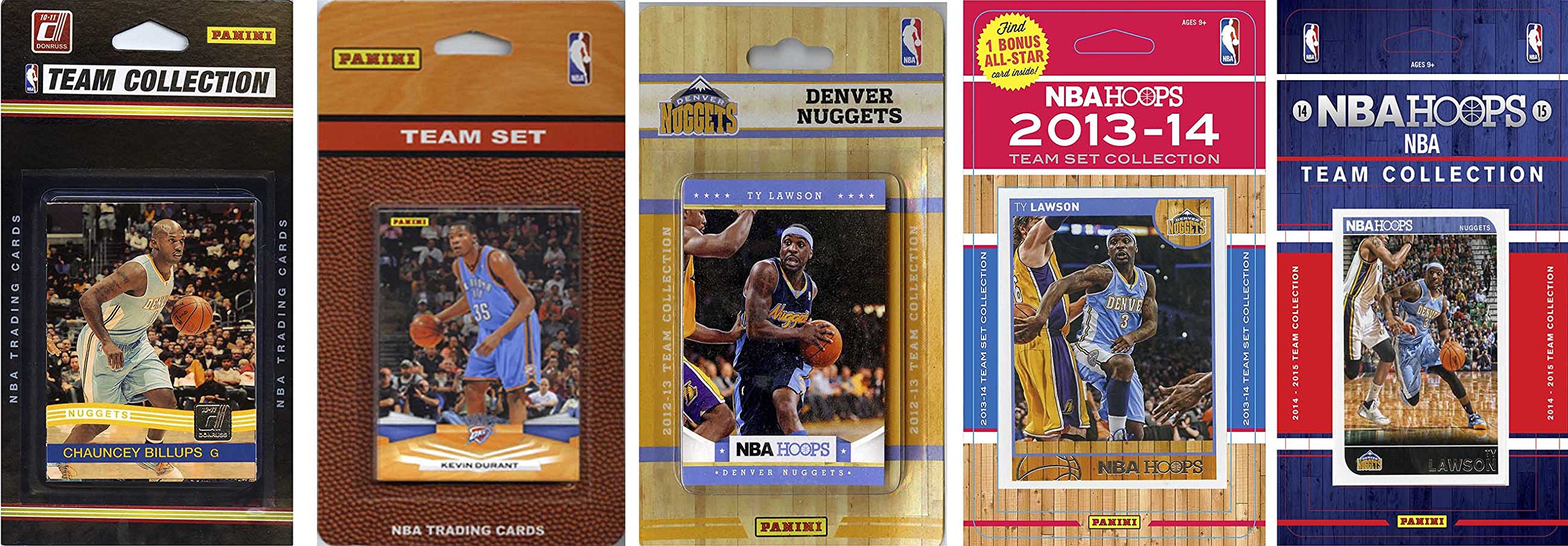 NBA Denver Nuggets 5 Different Licensed Trading Card Team Sets, Brown, One Size