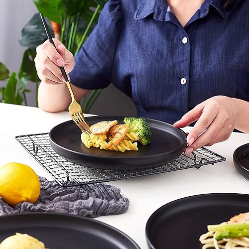 Miniatura 6 de Bruntmor - Juego de 4 platos redondos de cerámica en color mate ideales para platos de comida y para restaurantes