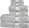 Christy Renaissance 6 Piece Towel Set | Dove Grey | 100% Egyptian Cotton | Luxuriously Soft and Super Absorbent | 675 GSM | 2 Bath Towels 2 Hand Towels 2 Face Cloths