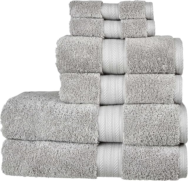 Christy Renaissance 6 Piece Towel Set in Dove Grey 100% Egyptian Cotton - Luxuriously Soft & Super Absorbent - 675 GSM - 2 Bath, 2 Hand & 2 Face Towels