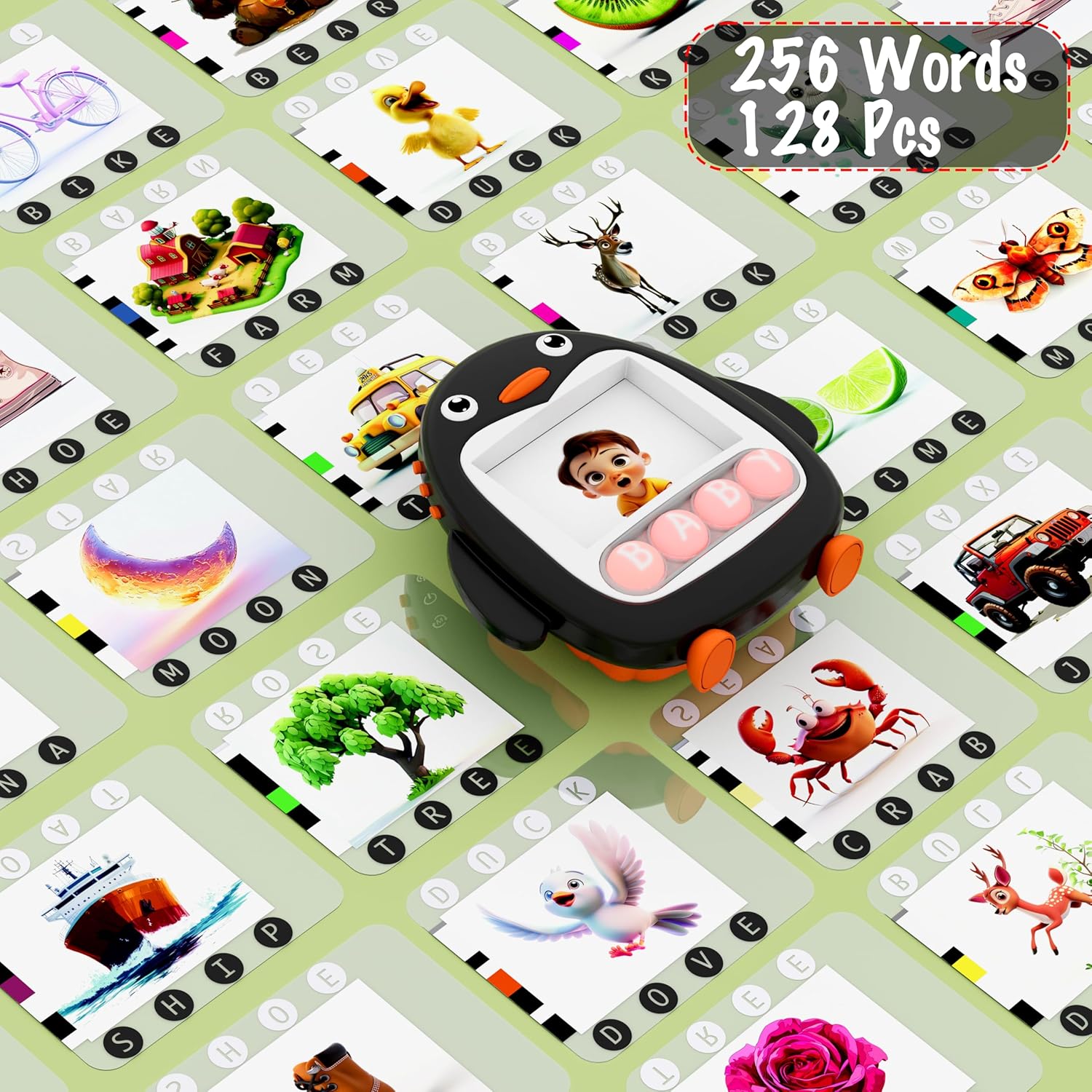 COOVA Word Pop & Talking Flash Cards for Kids Ages 4-8, Matching Letter Game, Spelling Phonics Sight Words Flash Cards Kindergarten & 1st Grade, Pocket Speech CVC Word Games, Learn to Read Toys