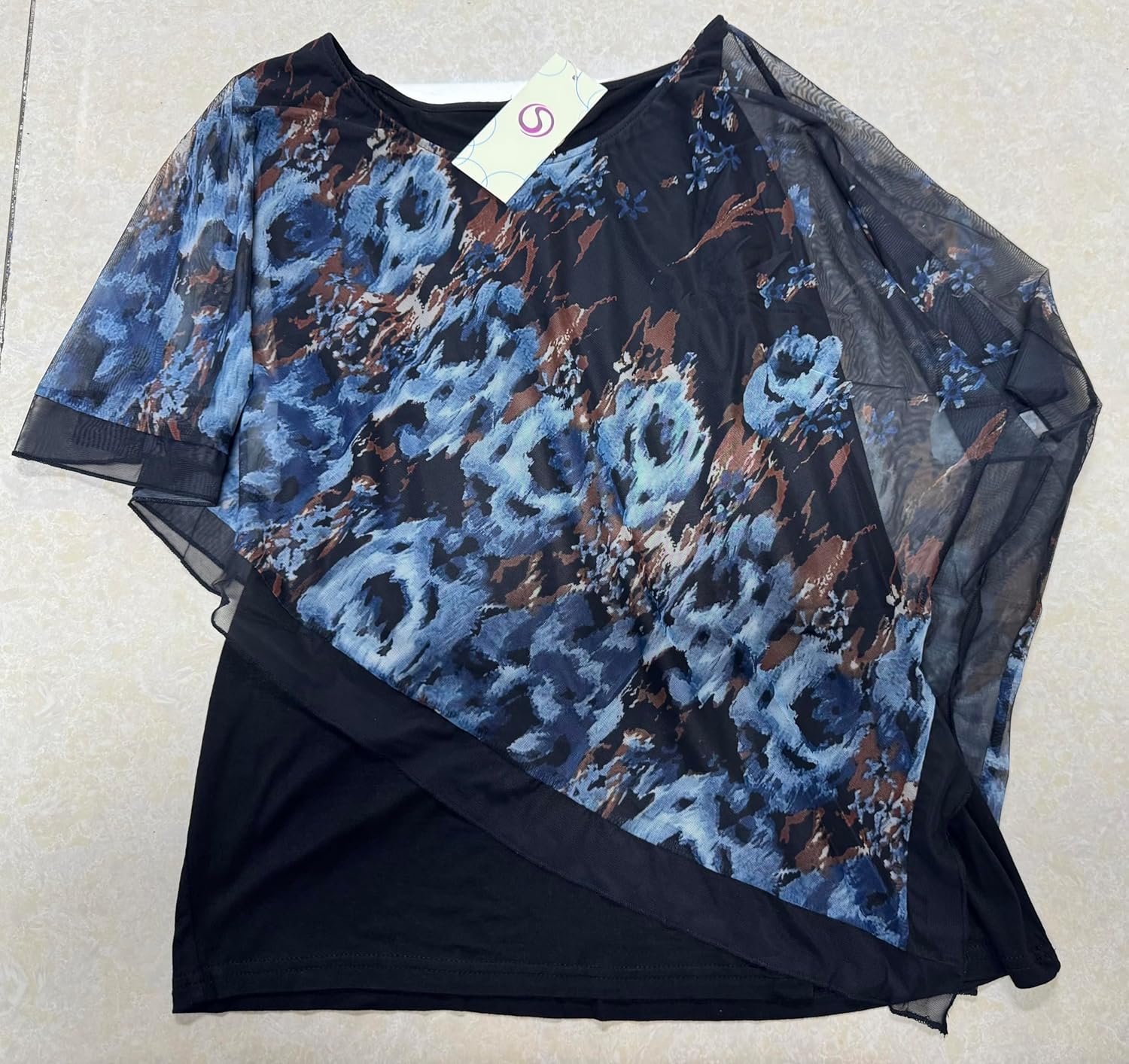 SeSe Code Women's Elegant Mesh Blouses Flowy Poncho Tops Dressy Casual Shirts - Image 5