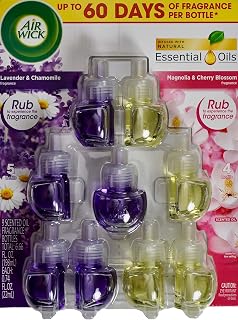 Air Wick Lavender Chamomile and Magnolia Cherry Blossom, 9 Scented Oil Bottle Refills