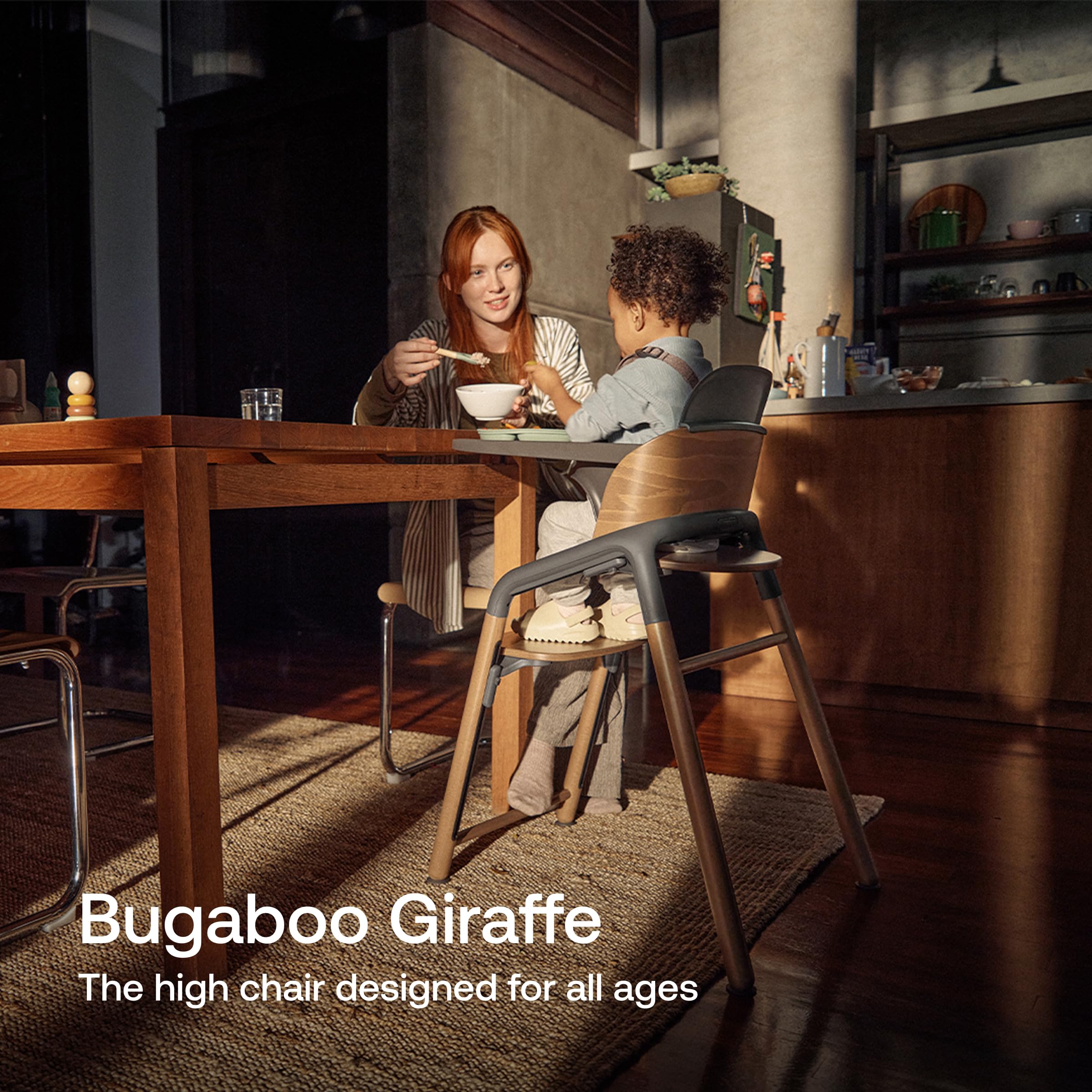 Bugaboo Giraffe Wooden Baby High Chair – Adjustable in 1 Second, Ergonomic Easy-Clean Highchair, Suitable from Birth (Newborn Set Sold Separately), FSC Beechwood & Bioplastic – Neutral Wood/White : Baby