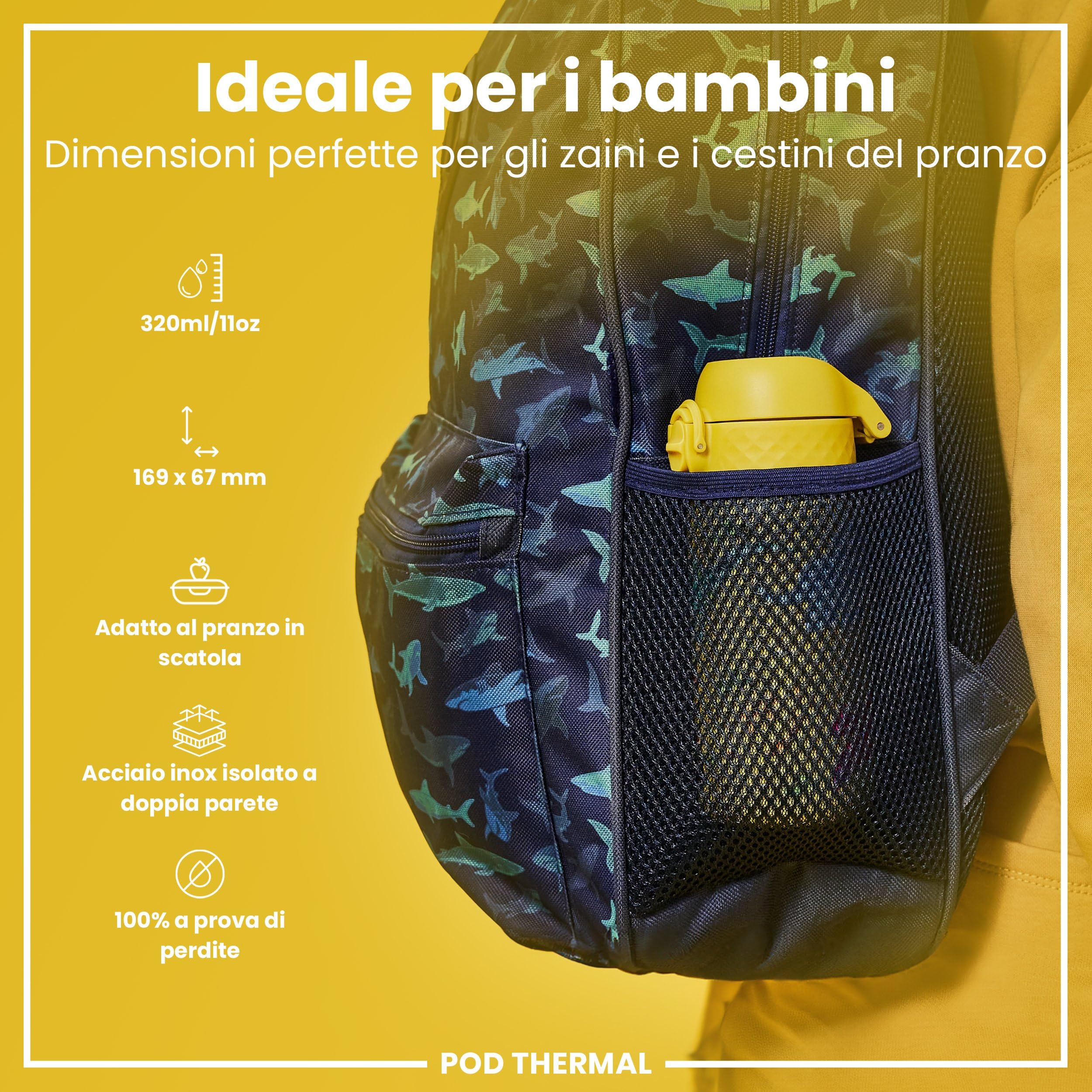 Ion8 Borraccia Termica in Acciaio Isolato, 320ml, a Prova di Perdite, Facile da Aprire, Serratura Sicura, Lavabile in Lavastoviglie, Maniglia per il Trasporto, Facile Pulizia, Dinosauri