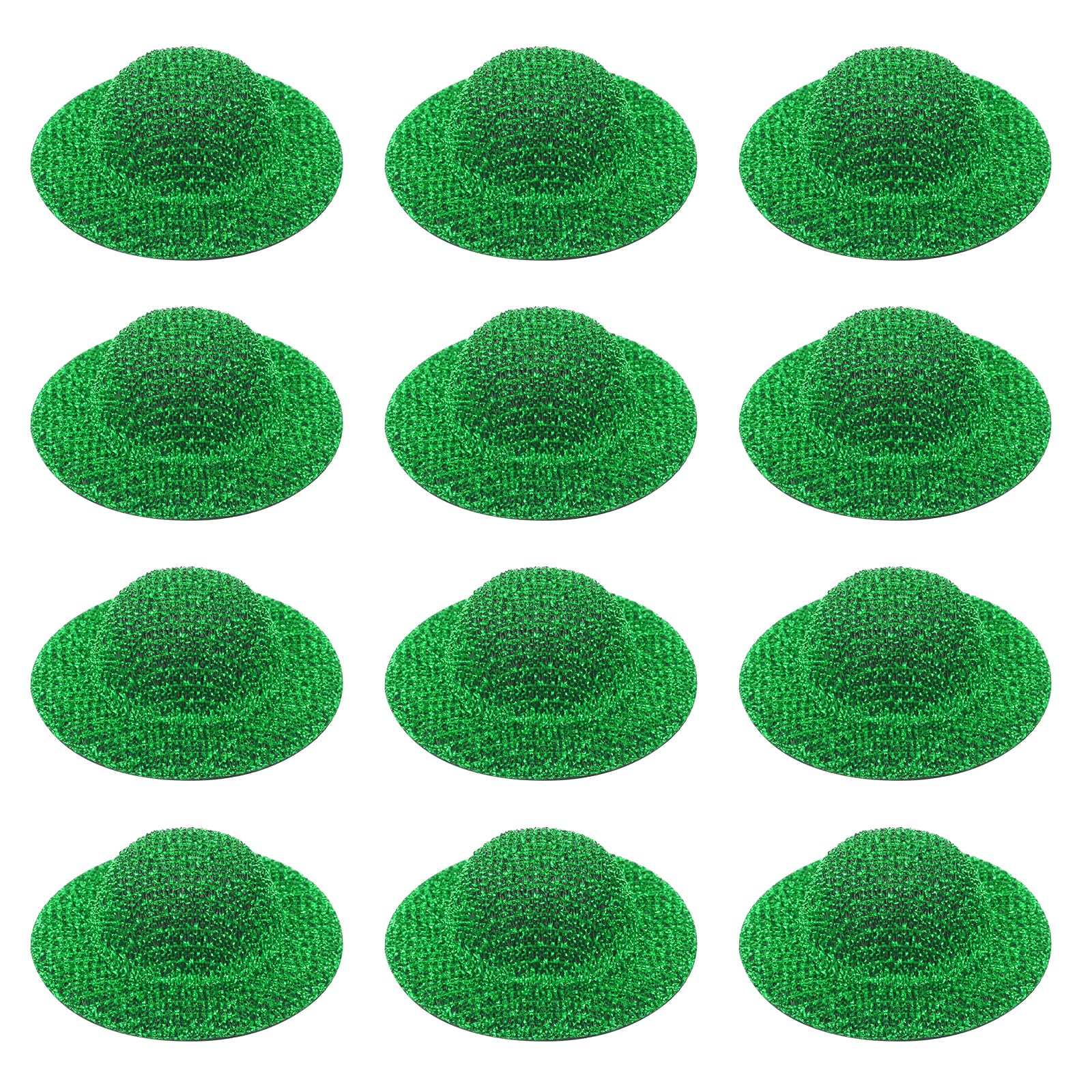 PATIKIL Mini Hats for Crafts, 12 Pcs 14mm ID Sparkling Mini Cowboy Hats Miniature Formal Top Caps for DIY Dollhouse Decoration Hair Accessories Snowman Weddings Party, Dark Green