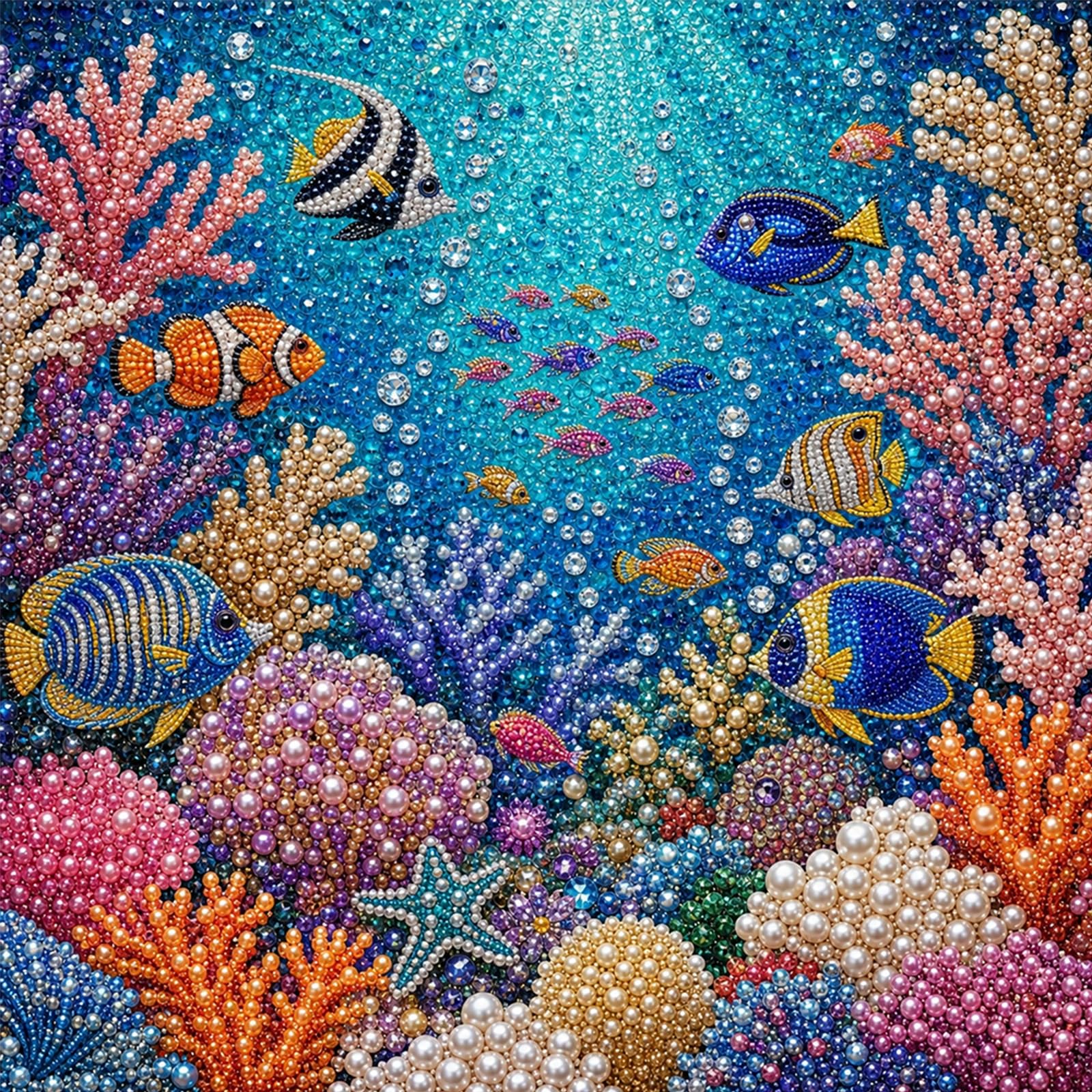 POETRYDRAW Underwater Pearl DIY 5D Diamond Art Kit 15.75x15.75 in