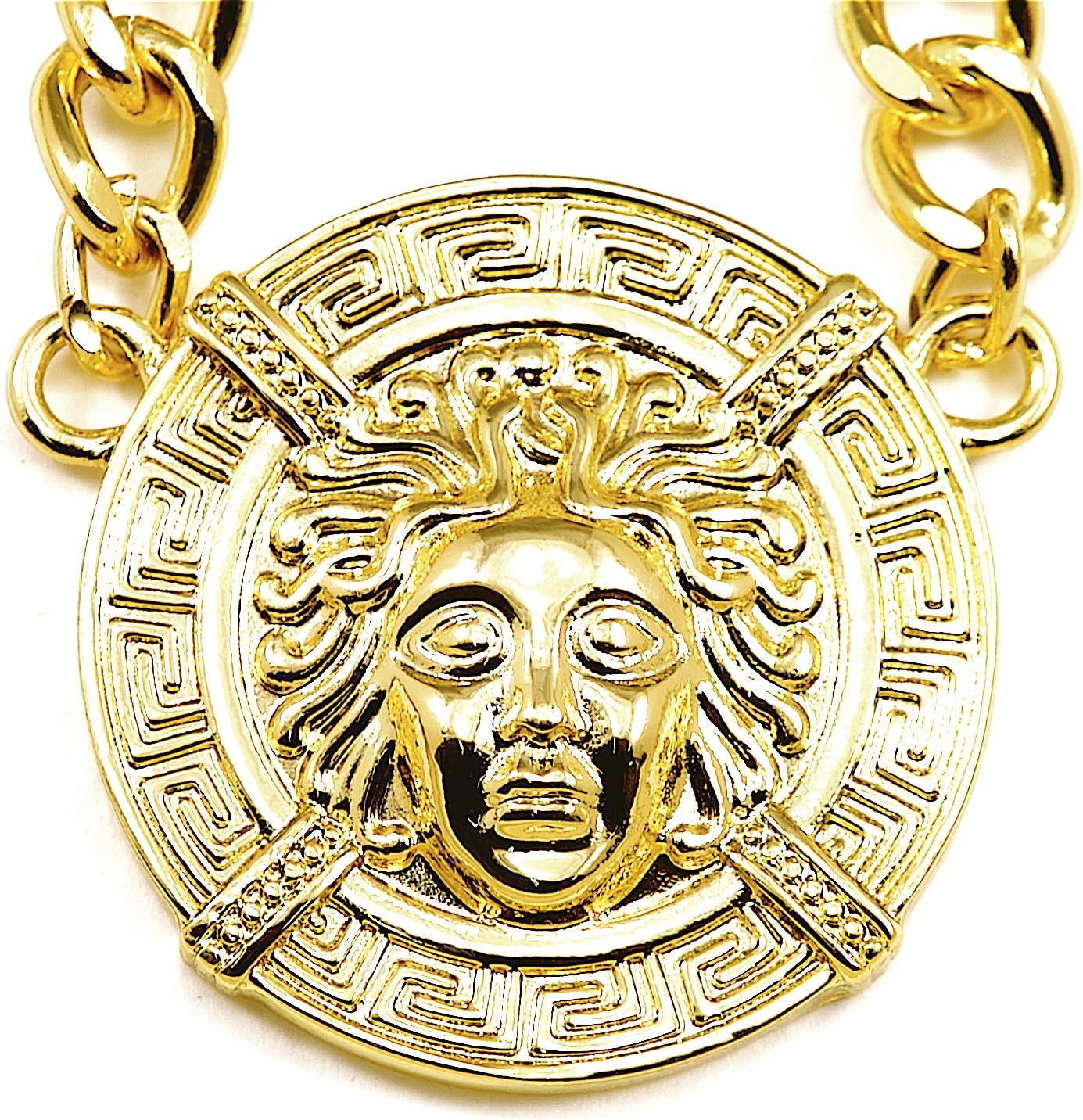 GWOOD Egyptian Gold Color Pendant with 19 Inch Long 10mm Wide Cuban Necklace