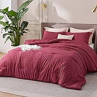 Vista 177 de Bedsure - Juego de edredón tamaño matrimonial de 3 piezas, teñido catiónico azul marino, ropa de cama para todo el año, 1 edredón de 82 x 86