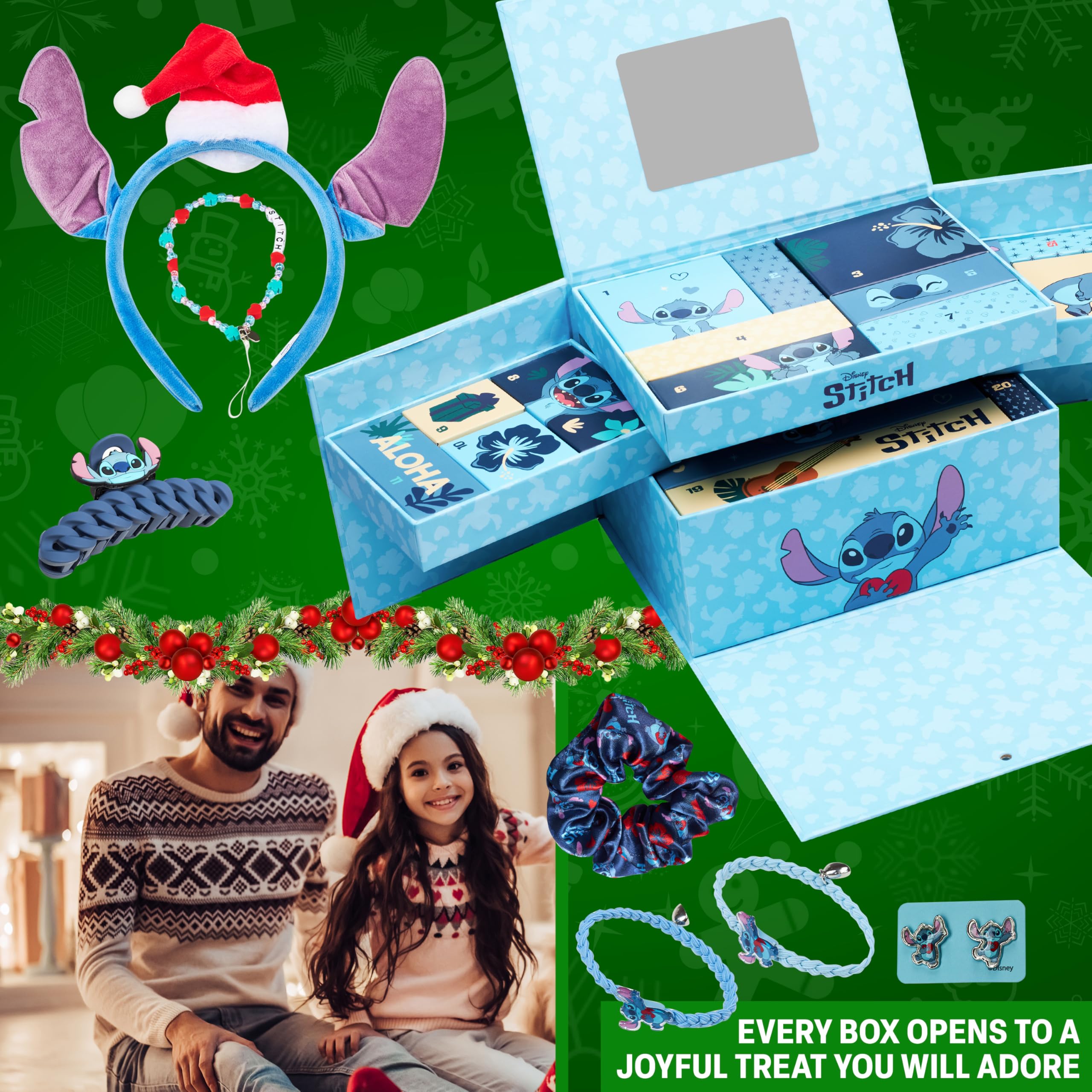Get Trend Disney Stitch Advent Calendar 2025 Girls Teens Gift Box with Accessories Socks Stationery Jewellery Christmas Countdown for Kids Women Fans (Blue Stitch) - Image 2