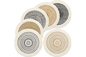 Enchanting Set of 6 Round Placemats: A Tapestry of Bohemian Elegance
