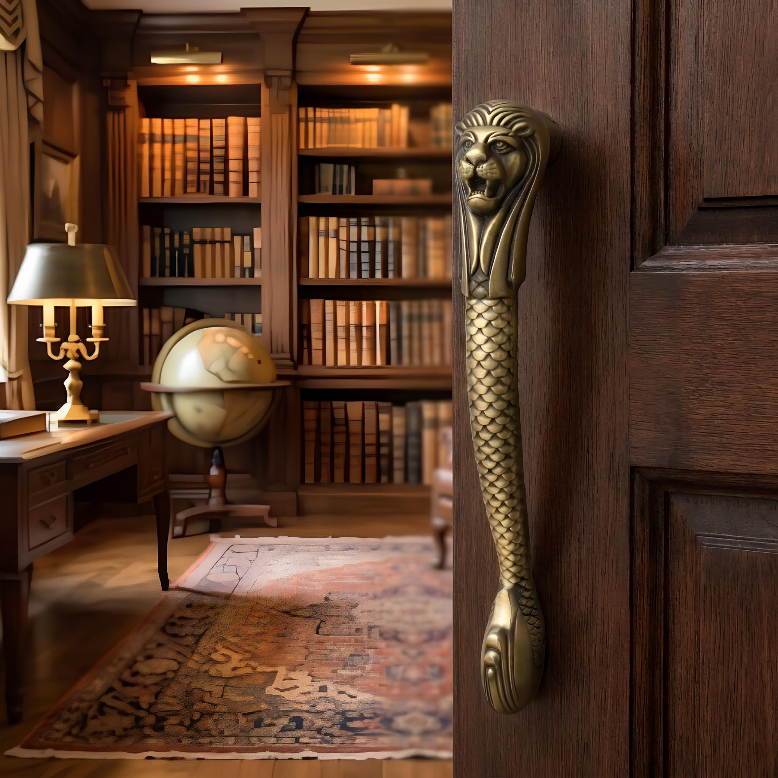 GLOXY ENTERPRISE Lion Shape Curved Main Door Handle Decorative Push & Pull Door Handle Knocker with Vintage Antique Classy Look for Glass and Wooden Door - antiq - (Size - 200mm) Pull Handle — Amazon image 12