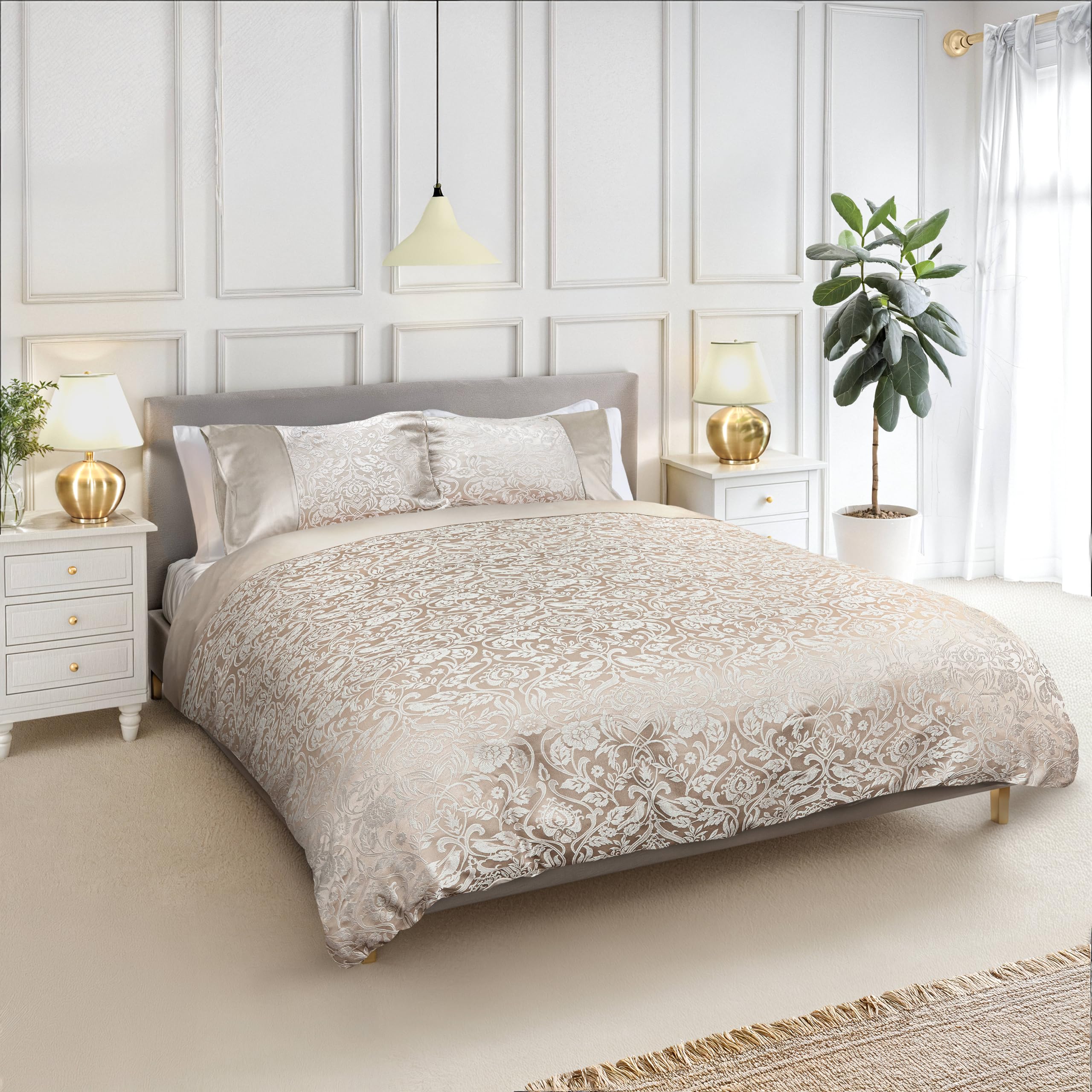 Parure de lit double Emma Barclay Eden crème pour créer une ambiance cocooning et lumineuse