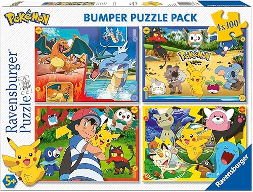 Ravensburger- Puzzle 4 x 100 pièces Bumper Pack, Pokémon, 6929