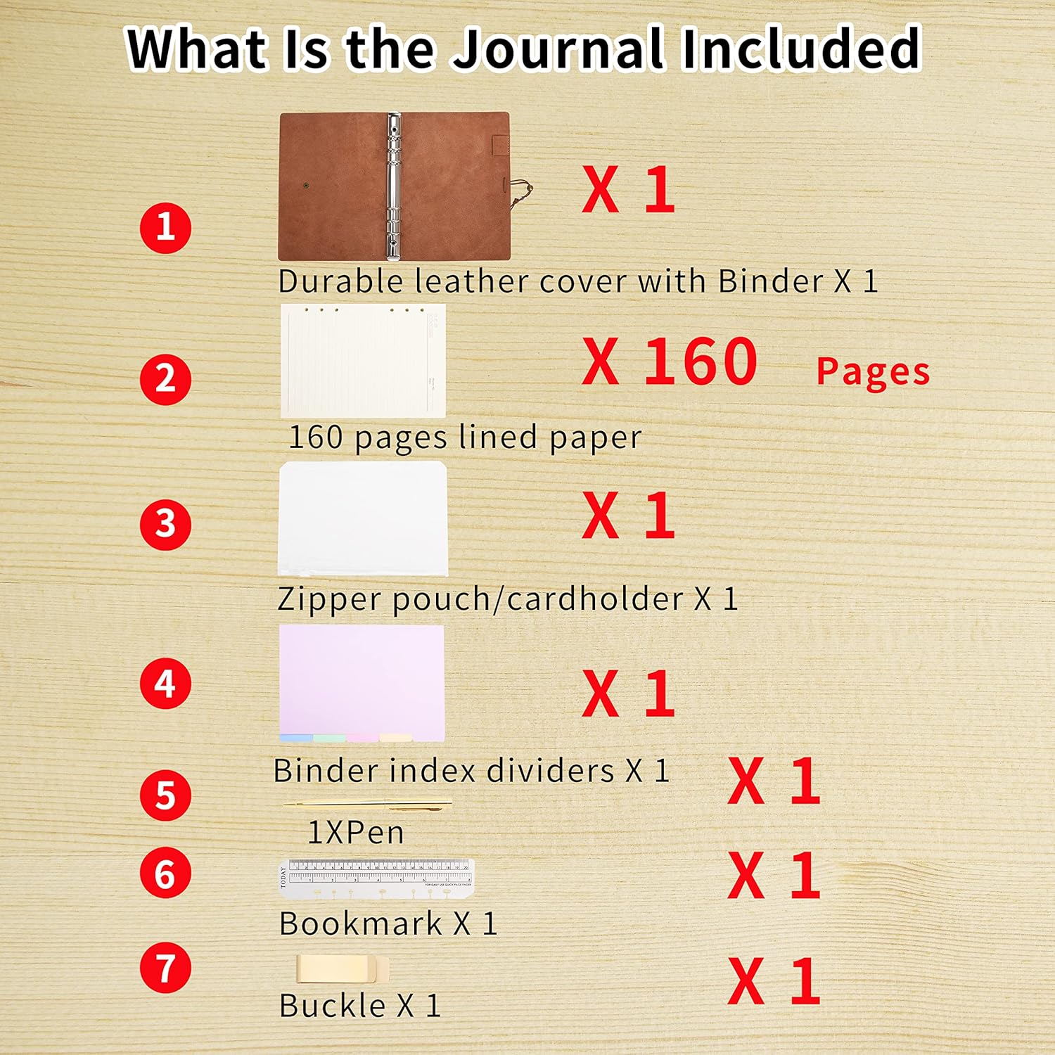 Wonderpool Leather Journal A5 Refillable 6 Ring Binder Notebook with Lined Paper and Pen,Writing Diary for Work Travel and Agenda Plan (A5, Wine red)
