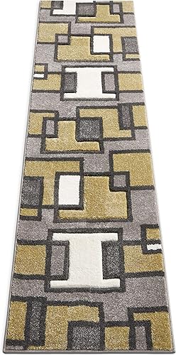 Miniatura 5 de Alfombra de felpa con círculos geométricos grises y rojos de Well Woven - Galaxy Waves (60010), Sintético