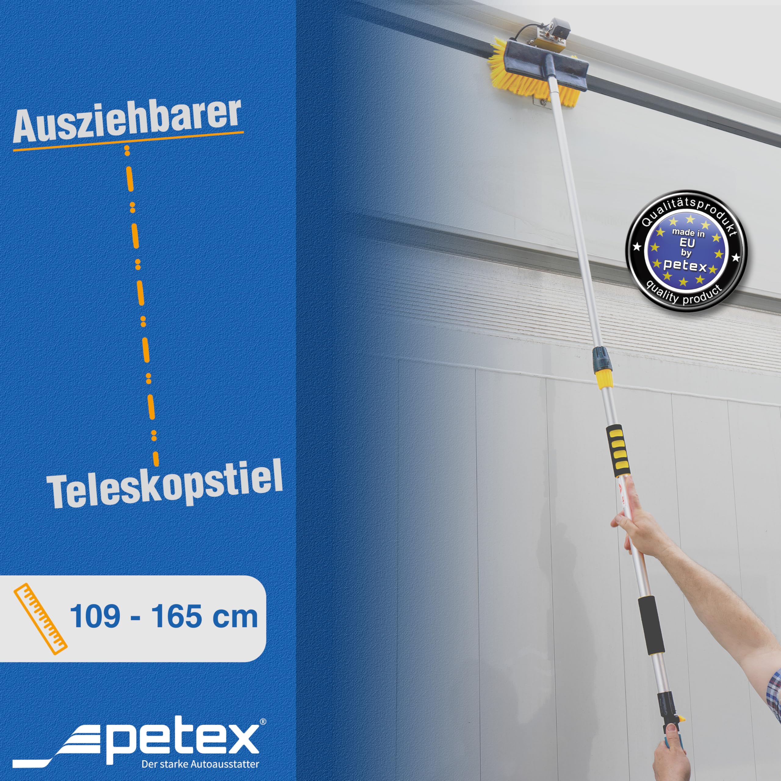 PETEX 432340 teleskopowa szczotka do mycia, żółta, ok. 109-165 cm