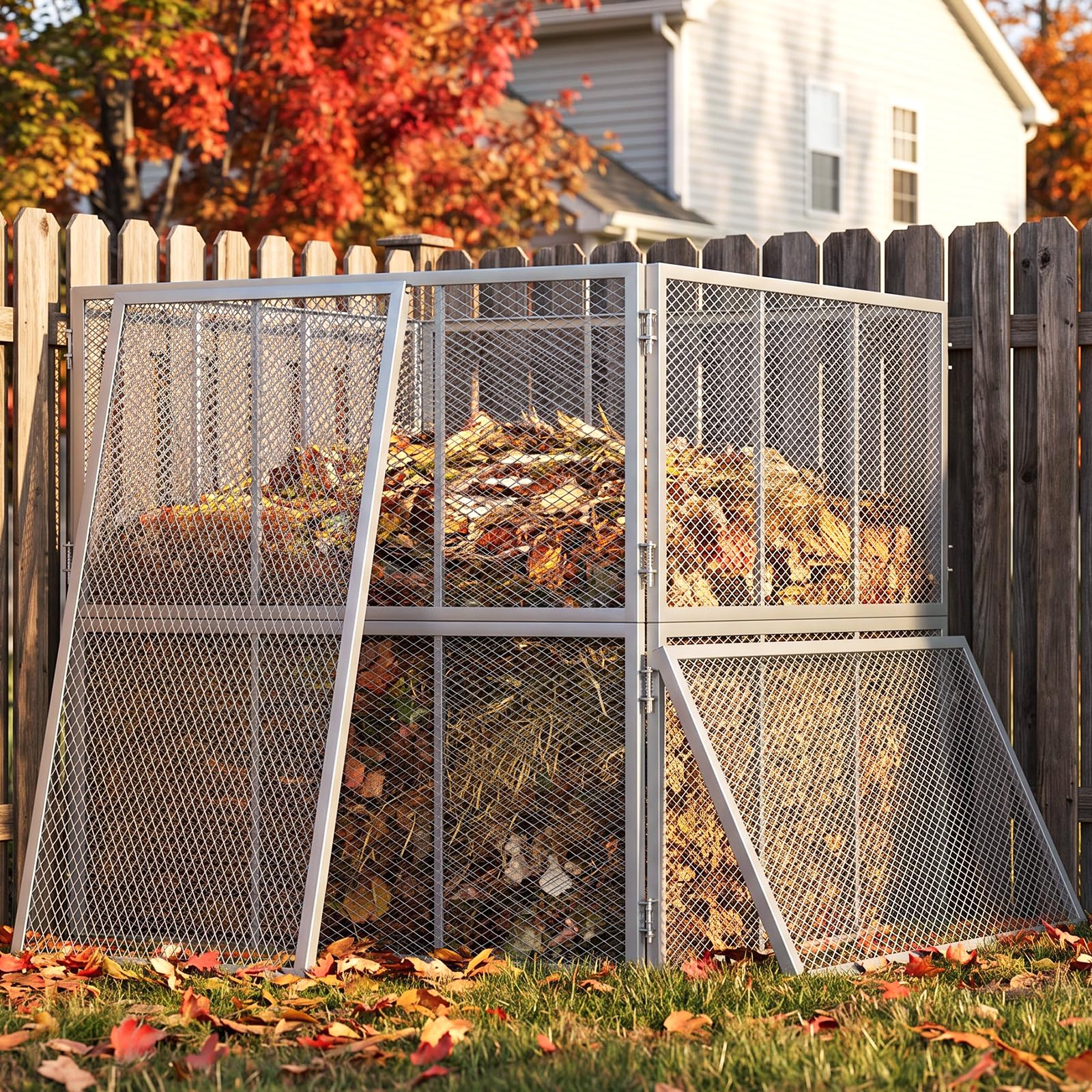 SUNYRISY Large Metal Compost Bin Outdoor with Lid, 234 Gallon Grey