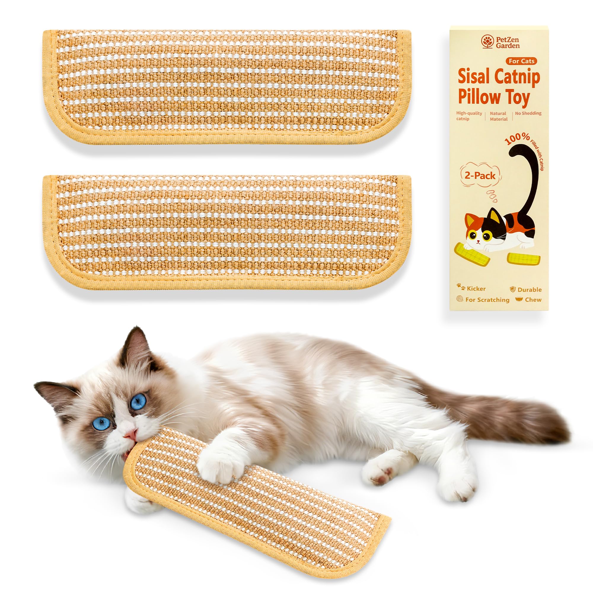 Amazon.com : PetZen Garden Sisal Catnip Pillow Toy Kickers, 2 Pack