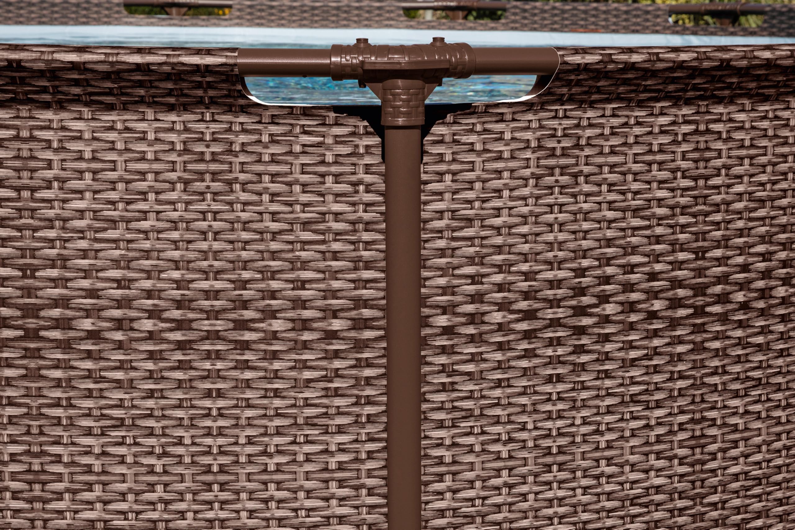 Bestway Steel Pro MAX Frame Pool-Set mit Filterpumpe Ø 366 x 100 cm, Rattan-Optik (Schokobraun), rund
