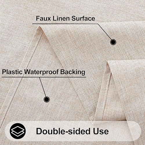 Miniatura 4 de smiry Mantel rectangular de lino sintético, mantel de tela de arpillera impermeable, fundas decorativas lavables para cocina, comedor, fiestas, 60 x