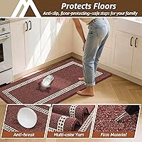 Vista 5 de COSY HOMEER Alfombras de cocina antideslizantes 20x30/20x48 pulgadas Tapete grueso de polipropileno para estar de pie en el hogar, lavable a Rojo